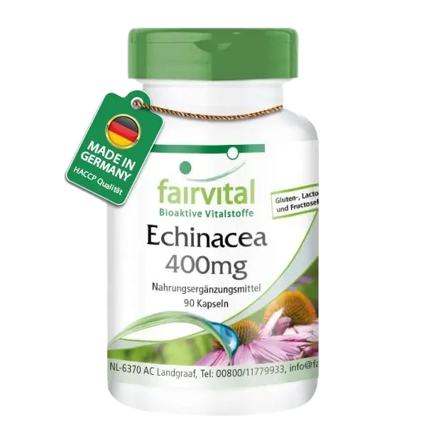 Echinacea 400mg - 90 Kapseln - Hochdosiert und Vegan | Fairvital
