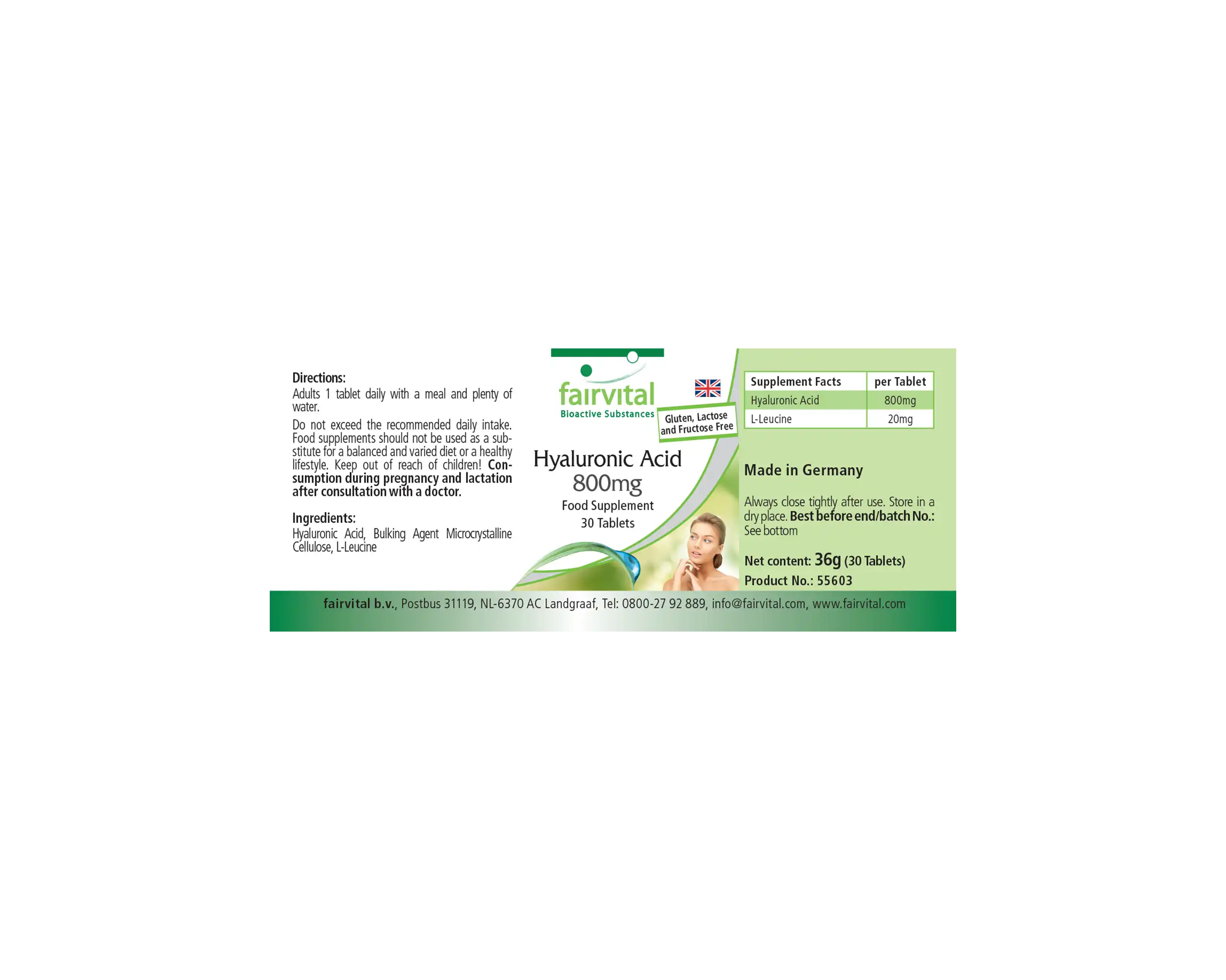Hyaluronsäure 800mg - 30 Tabletten - Sehr Hochdosiert und Vegan | Fairvital