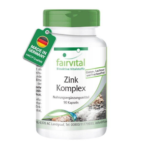 Zink Komplex 25mg - 90 Kapseln - für Immunsystem, Sehkraft, Haare uvm. - Vegan | Fairvital