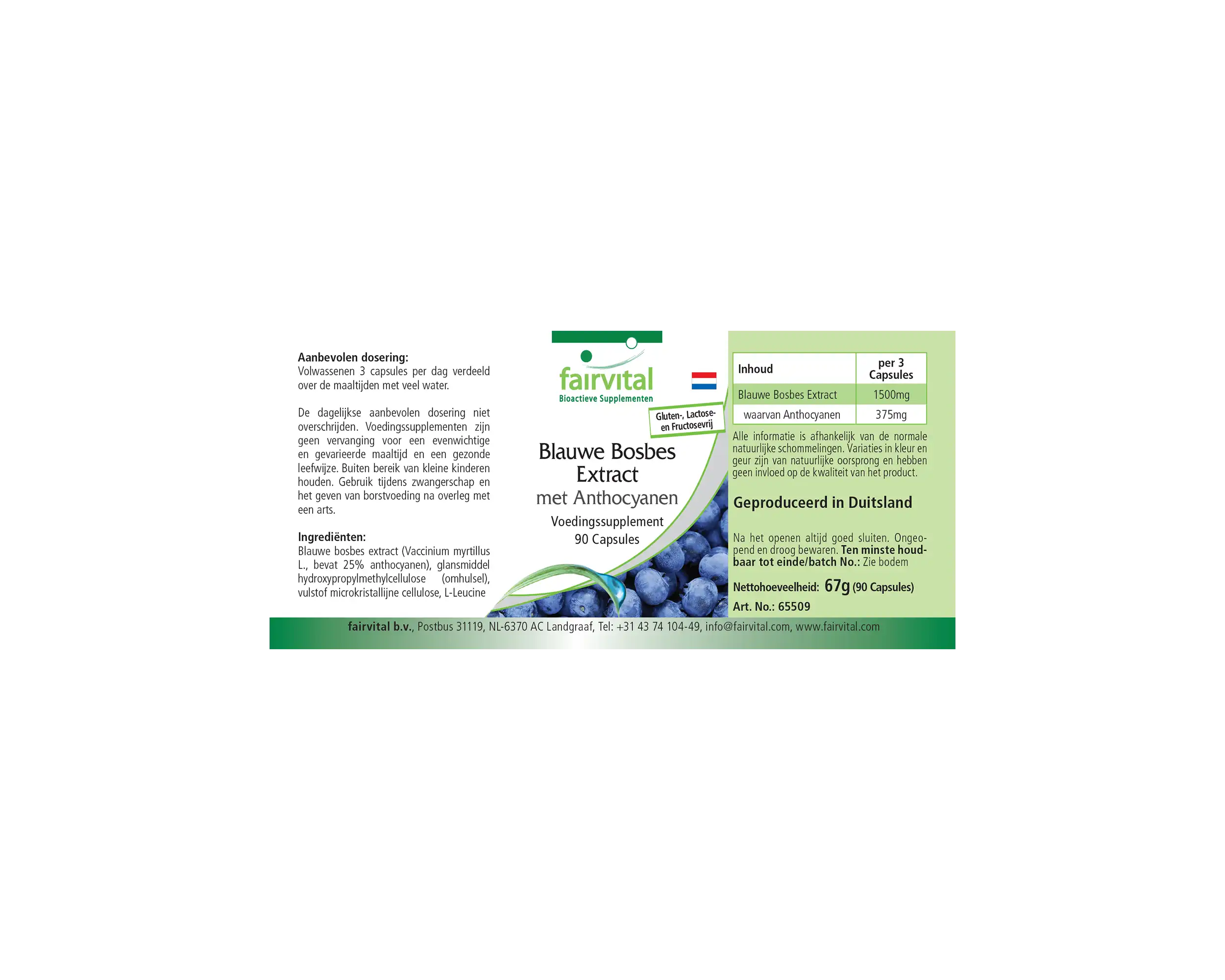 Heidelbeer-Extrakt mit Anthocyanen - 90 Kapseln - 25% Anthocyane - Hochdosiert und Vegan | Fairvital