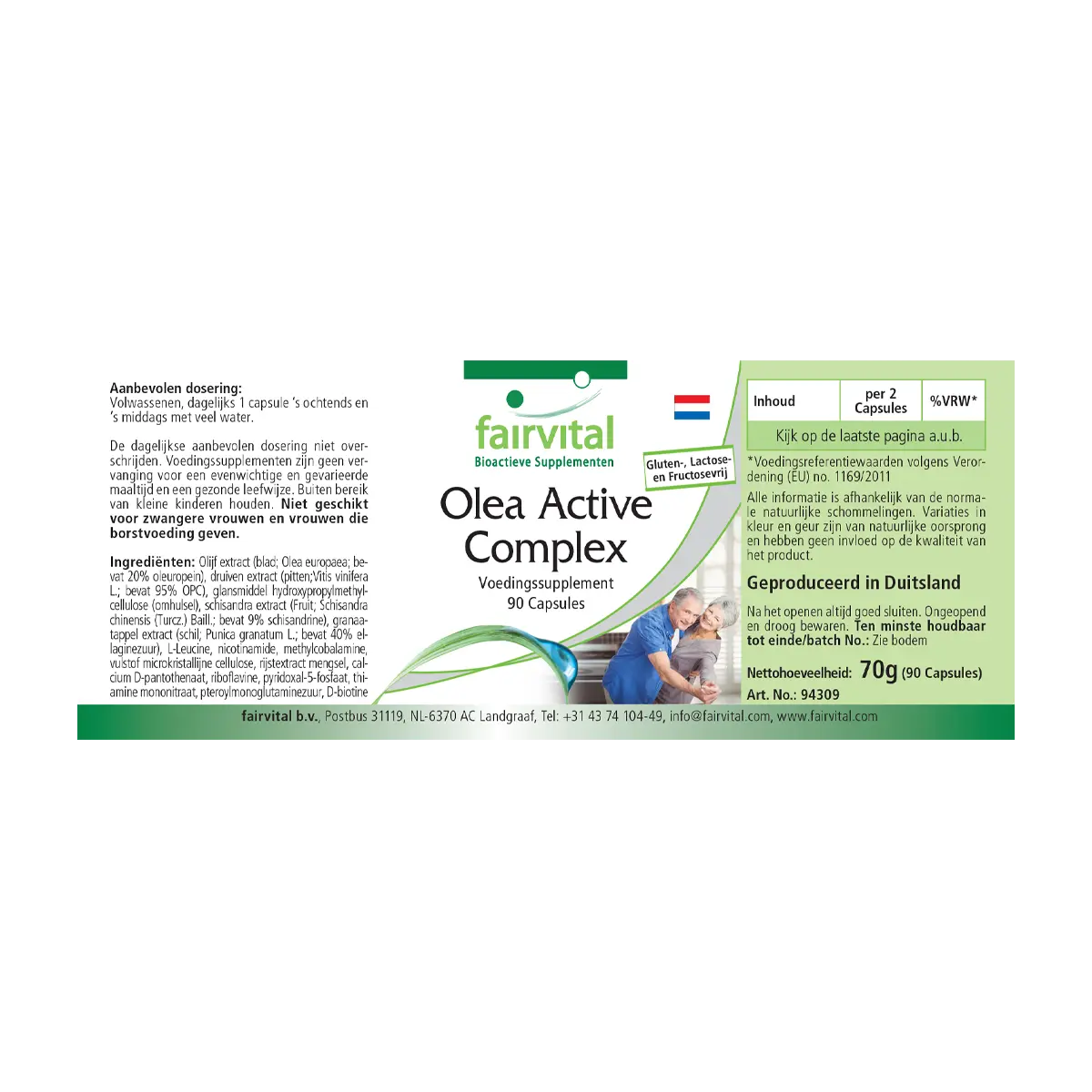 Olea Active Complex- 90 Kapseln- B-Vitamine, Folsäure, Olivenblatt & OPC-Vegan | Fairvital