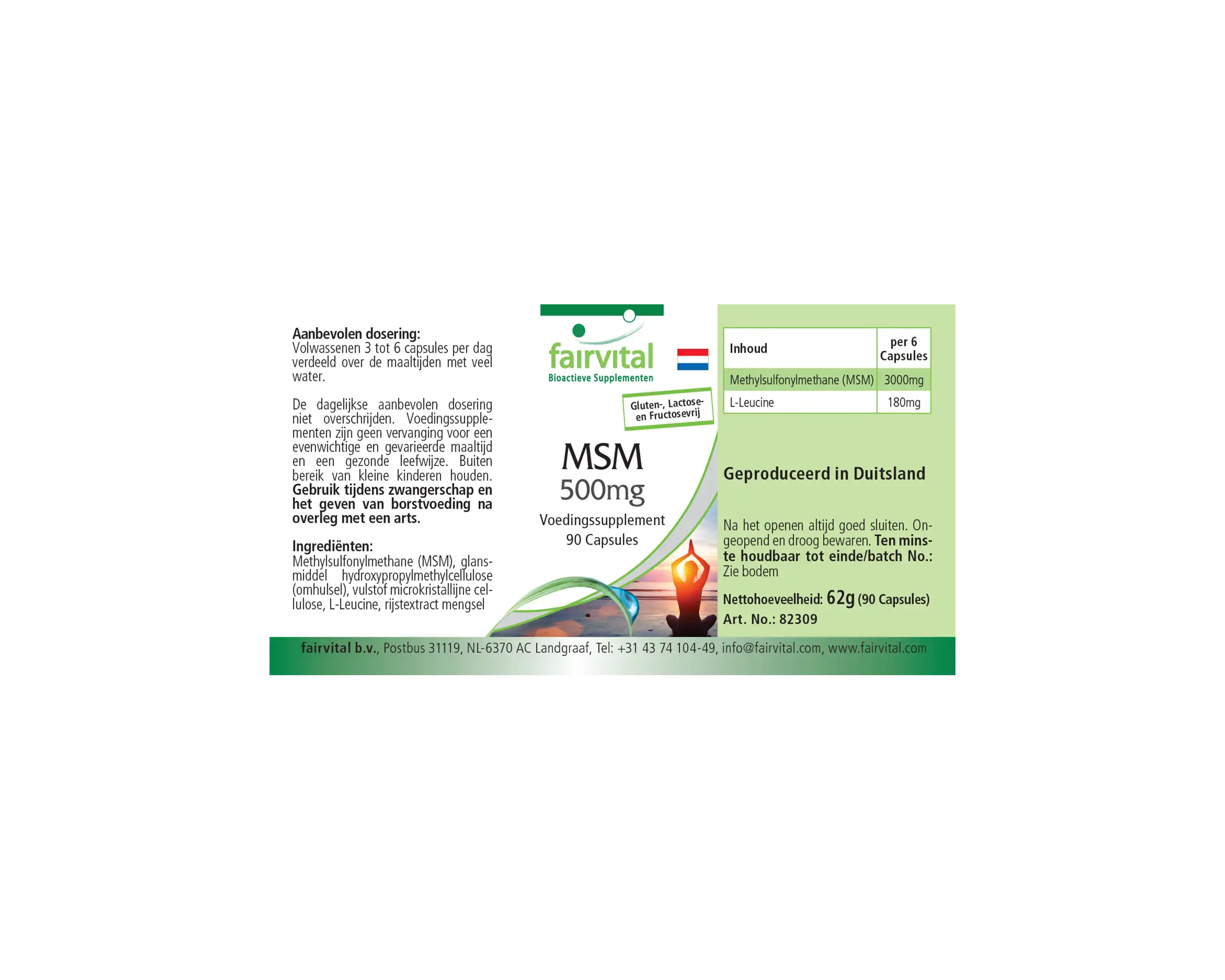 MSM 500mg - 90 Kapseln - Methylsulfonylmethan - Hochdosiert und Vegan | Fairvital