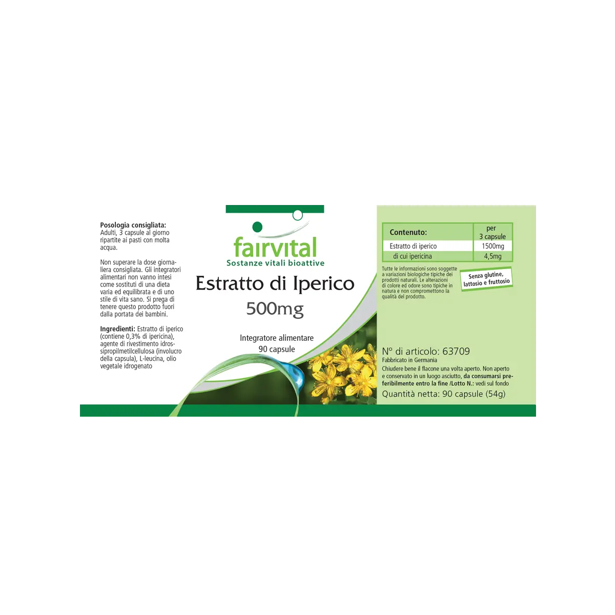 Johanniskraut-Extrakt 500mg mit Hypericin - 90 Kapseln - Hypericum perforatum - Hochdosiert und Vegan | Fairvital