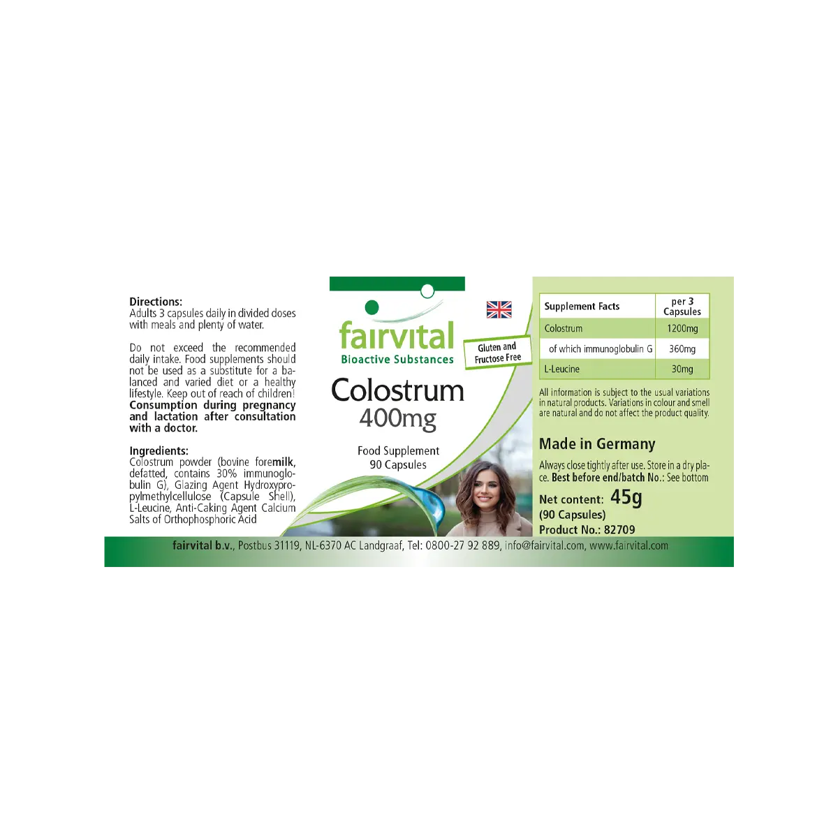 Colostrum 400mg - 90 Kapseln - 30% Immunglobuline - Hochdosiert | Fairvital