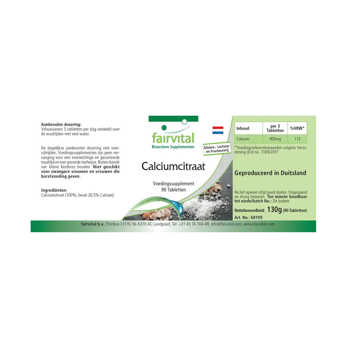 Calciumcitrat mit 300mg Calcium - für Knochen, Zähne und Muskeln - 90 Tabletten - Hochdosiert und Vegan | Fairvital