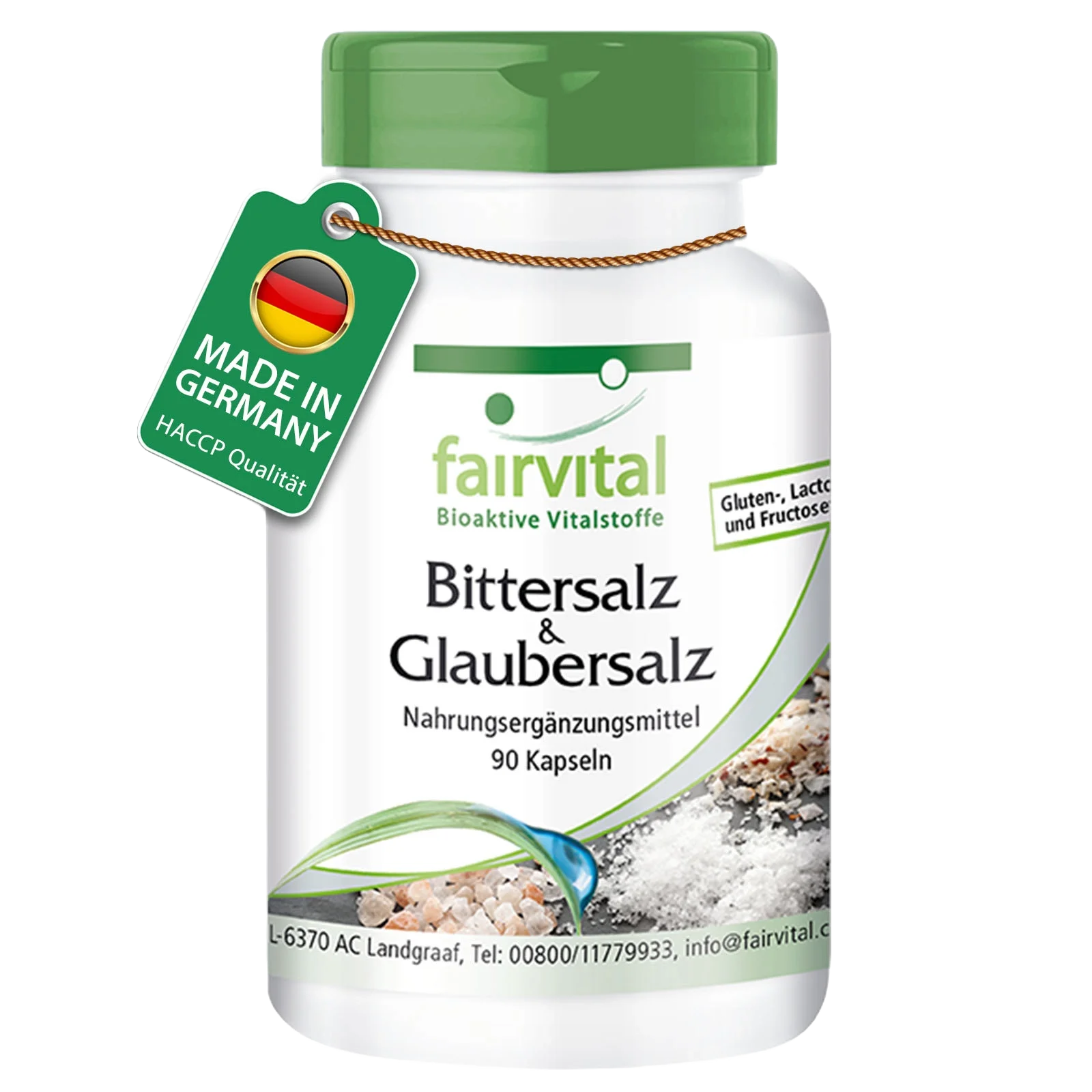 Bittersalz und Glaubersalz - 90 Kapseln - mit Magnesiumsulfat - für Muskeln, Elektrolytgleichgewicht uvm. | Fairvital