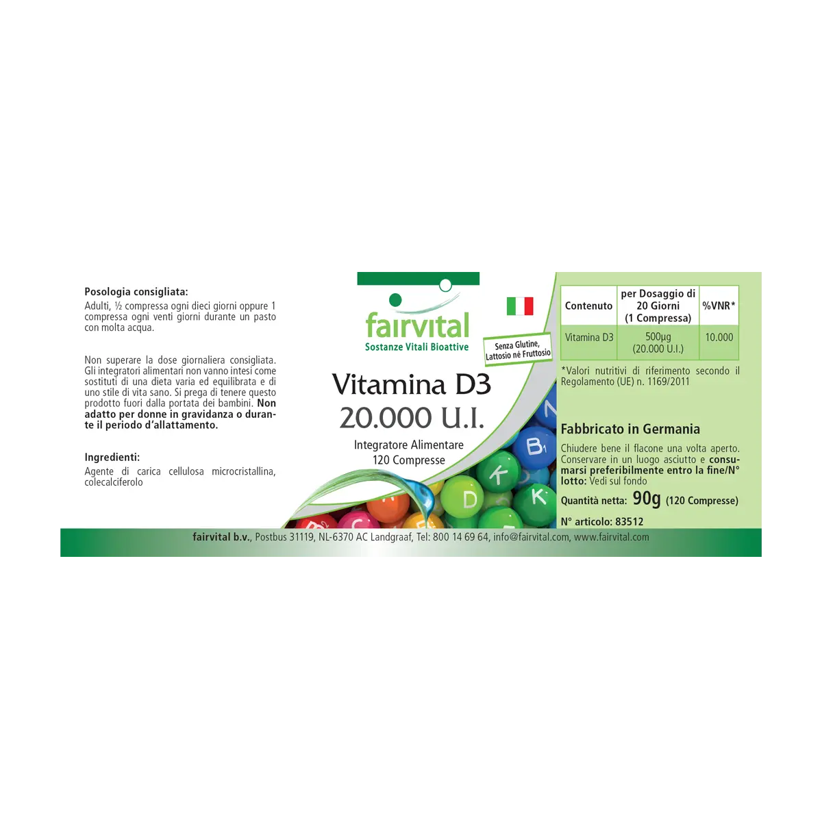 Vitamin D3 20000 I.E. - 120 Tabletten - für Immunsystem, Zellteilung uvm. | Fairvital