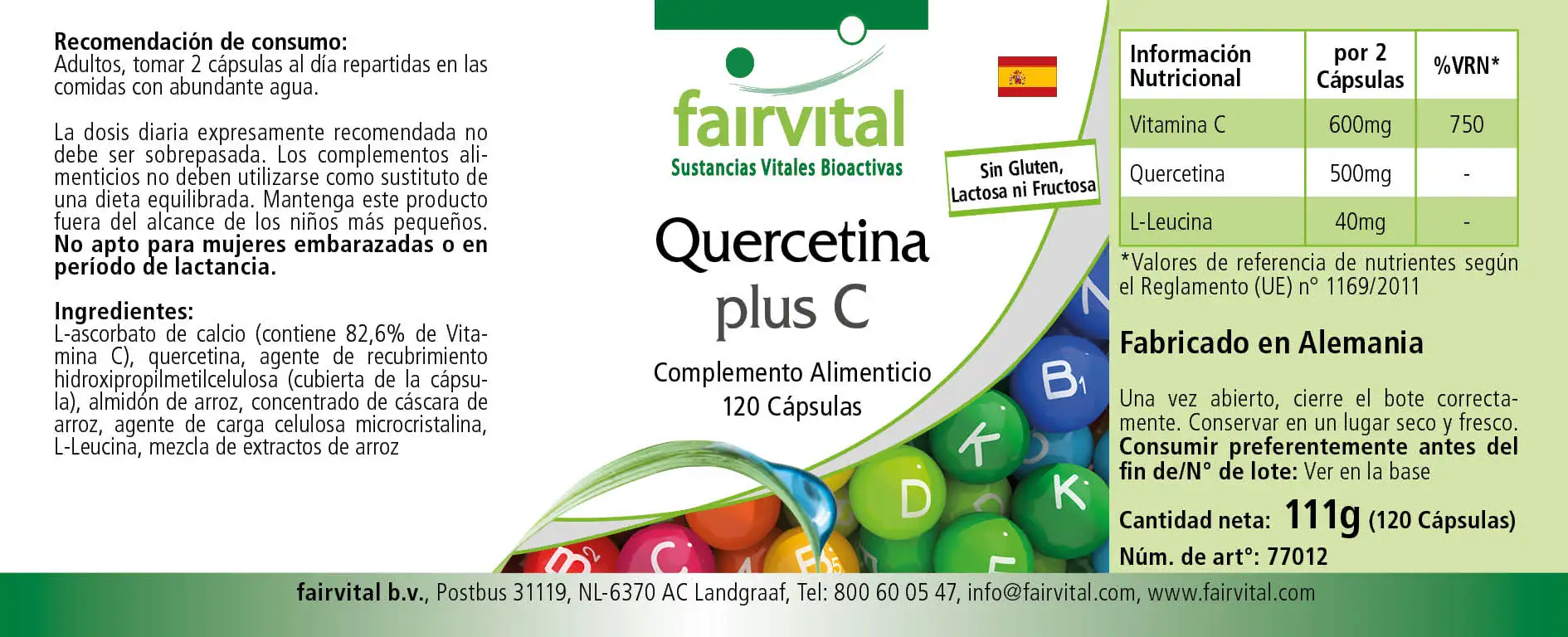 Quercetin plus C -  120 Kapseln - mit Vitamin C - für Immunsystem, Kollagenbildung uvm. | Fairvital