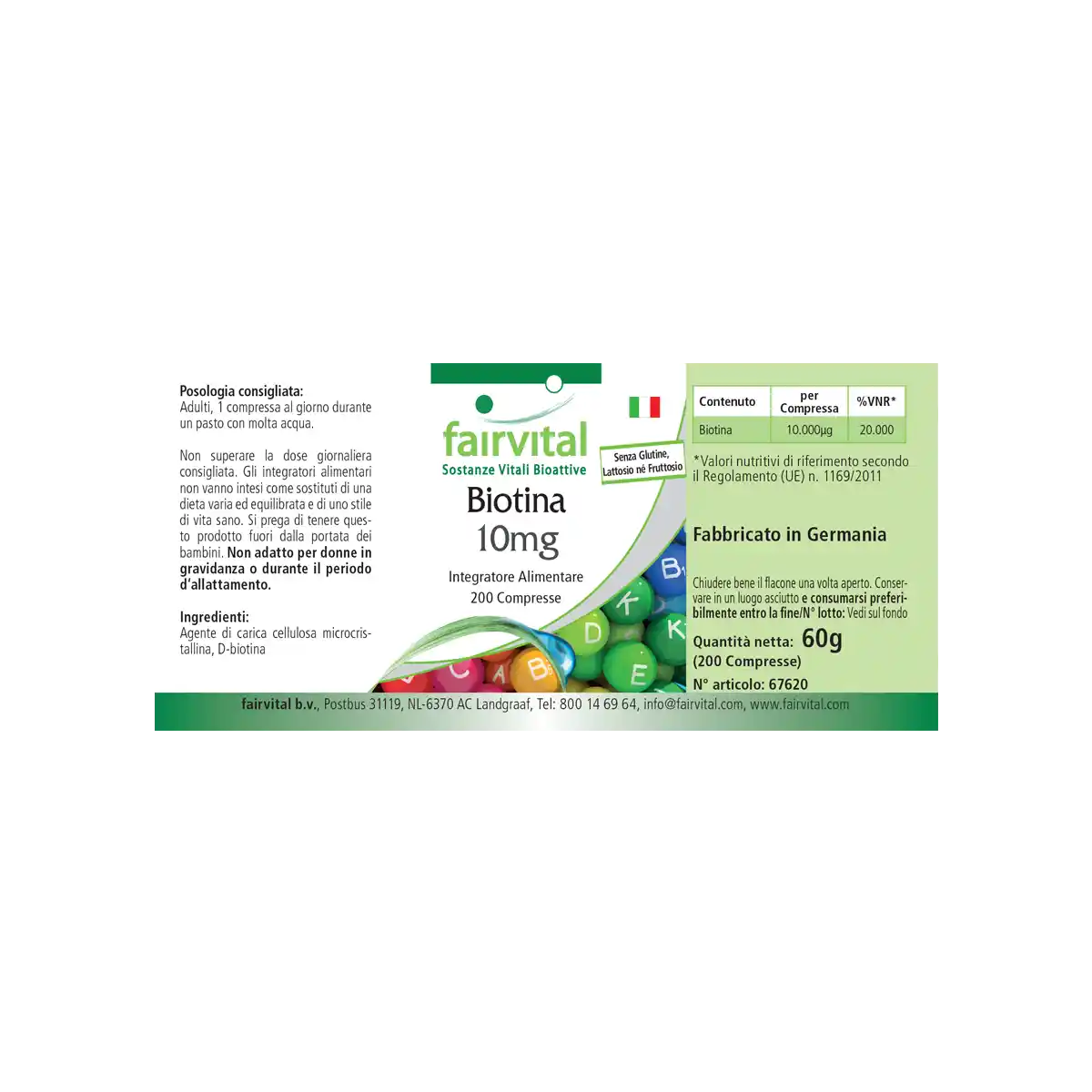 Biotin 10mg  - 200 Tabletten - mit 10000mcg Vitamin B7 pro Tablette -  für Haare, Haut, und Nervensystem - Hochdosiert und Vegan | Fairvital