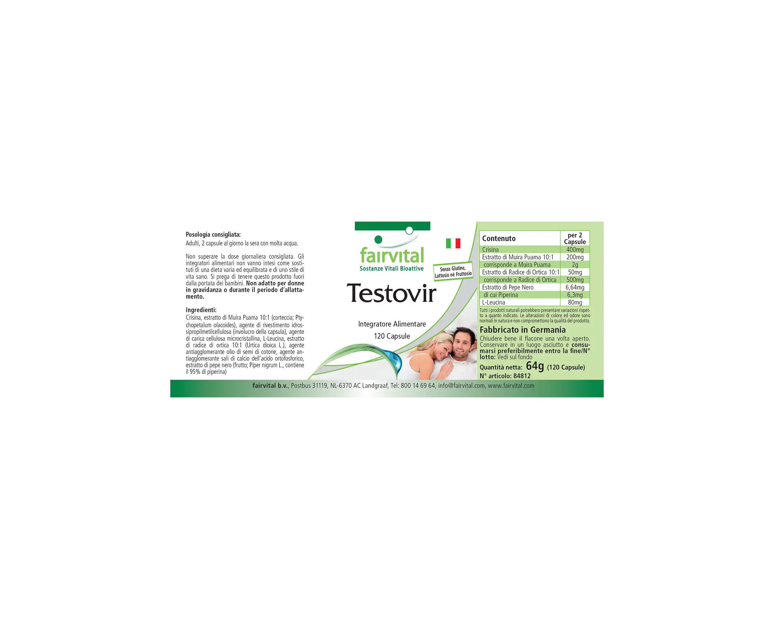Testovir - 120 Kapseln - mit Muira Puama, Chrysin & Bioperin - Hochdosiert und Vegan | Fairvital