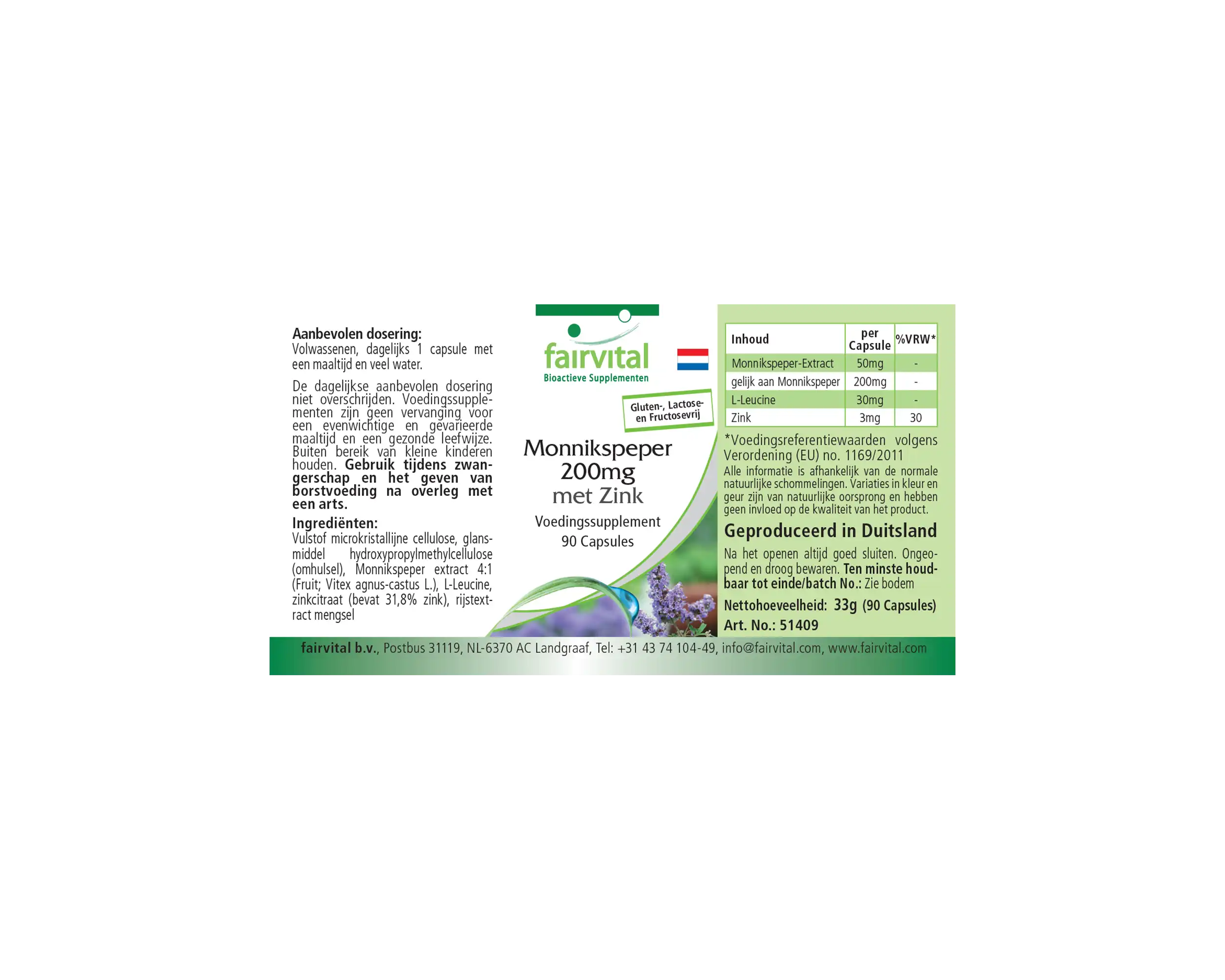 Mönchspfeffer 200mg mit Zink - 90 Kapseln - für Fruchtbarkeit, Fortpflanzung uvm. - Vegan | Fairvital