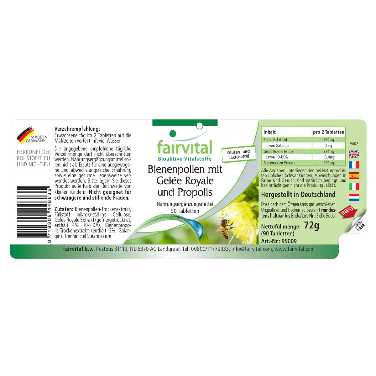 Bienenpollen mit Gelee Royale und Propolis - 90 Tabletten | Fairvital