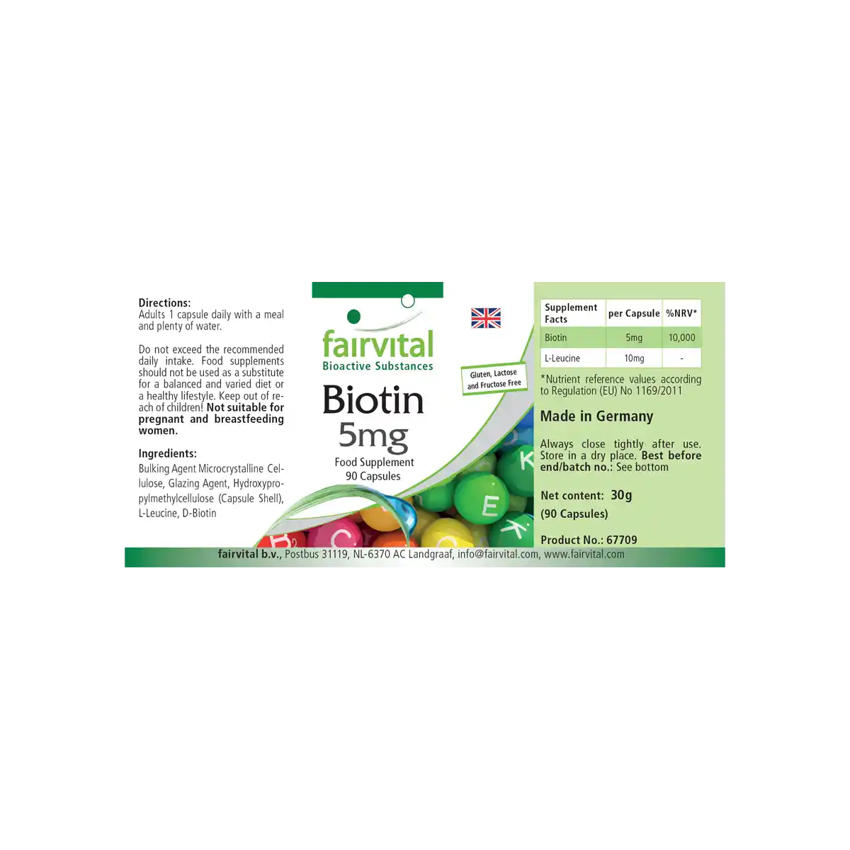 Biotin 5mg  - 90 Kapseln - mit 5000mcg Vitamin B7 pro Kapsel - für Haare, Haut, und Nervensystem - Vegan | Fairvital Biotin 5mg  - 90 Kapseln - mit 5000mcg Vitamin B7 pro Kapsel - für Haare, Haut, und Nervensystem - Vegan | Fairvital