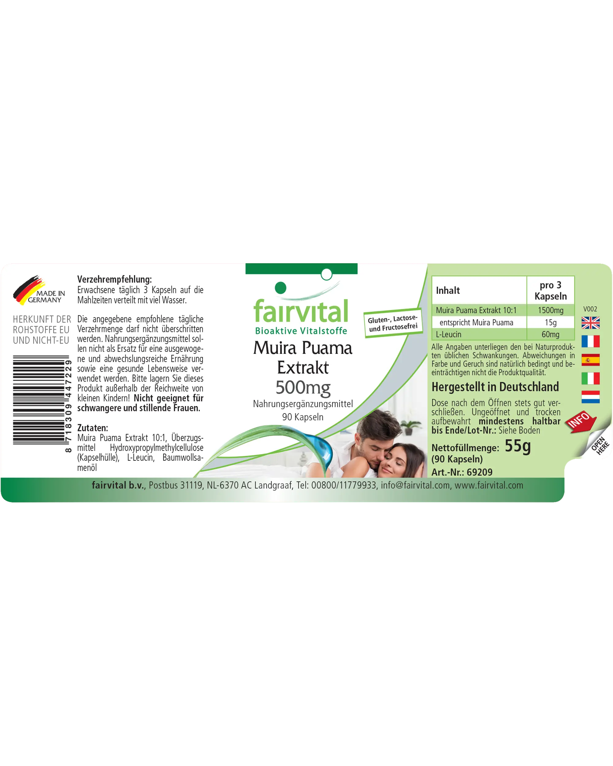 Muira Puama - 90 Kapseln - Potenzholz 10:1 Extrakt - Hochdosiert und Vegan | Fairvital