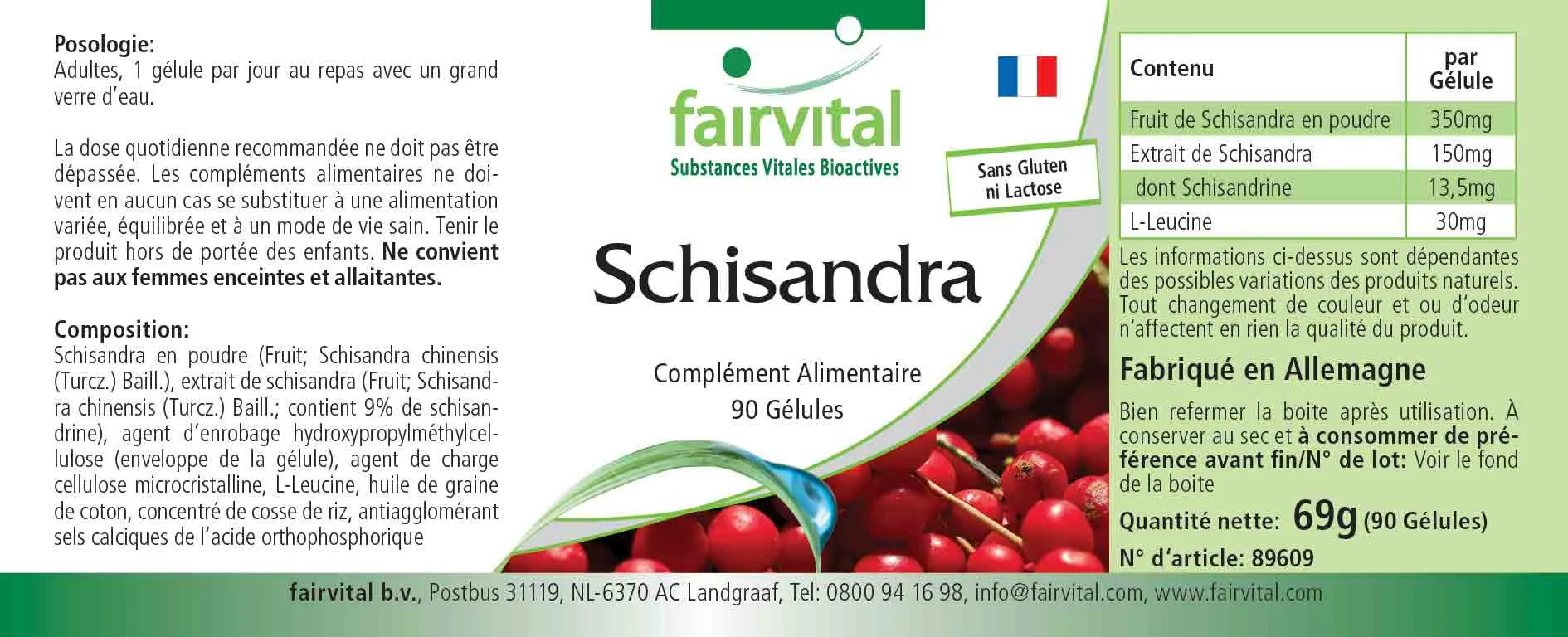 Schisandra -  90 Kapseln - Wu Wei Zi (Schisandra chinensis) - Hochdosiert und Vegan | Fairvital