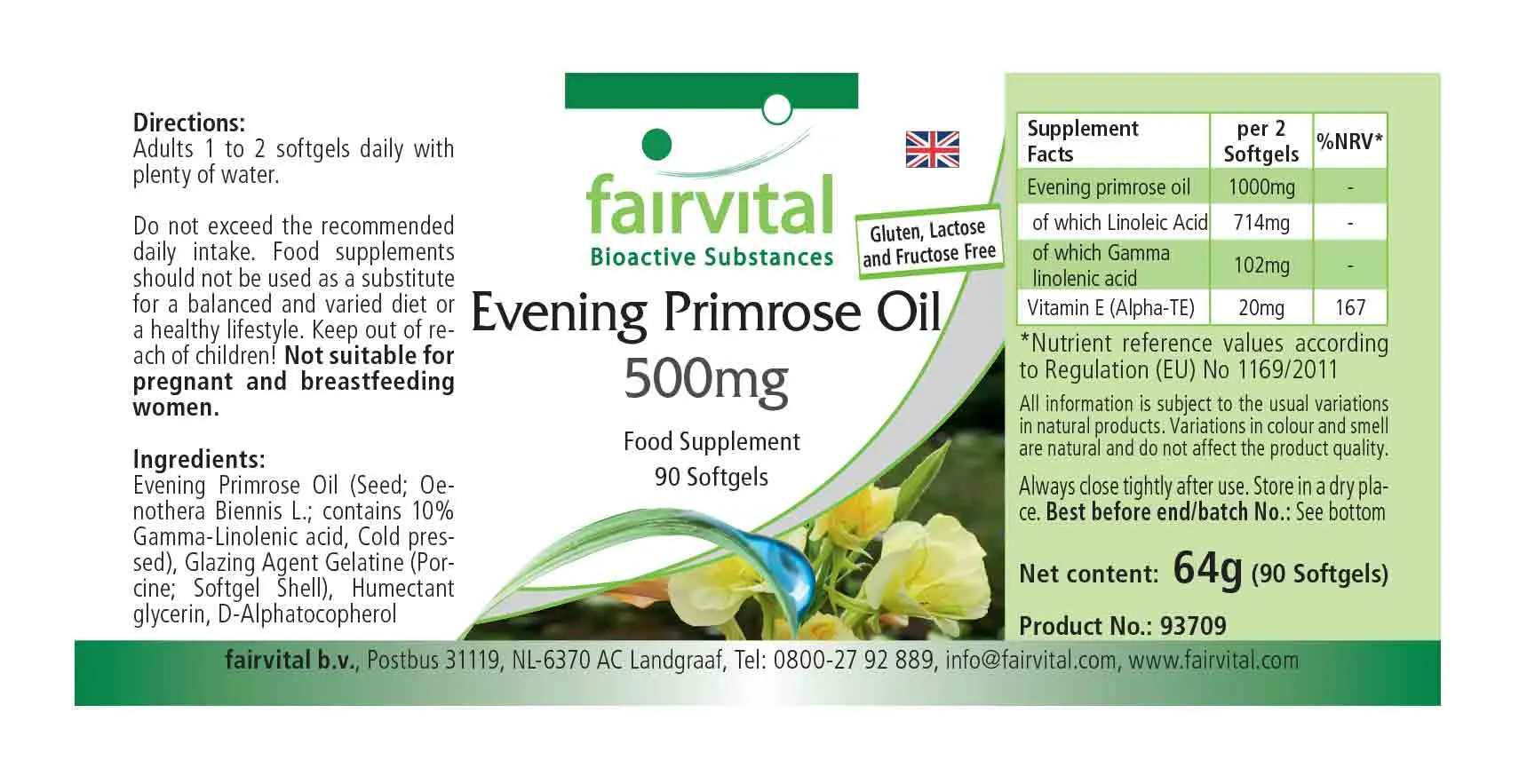 Nachtkerzenöl 500mg-120 Kapseln-Hochdosiert-Vegan | Fairvital