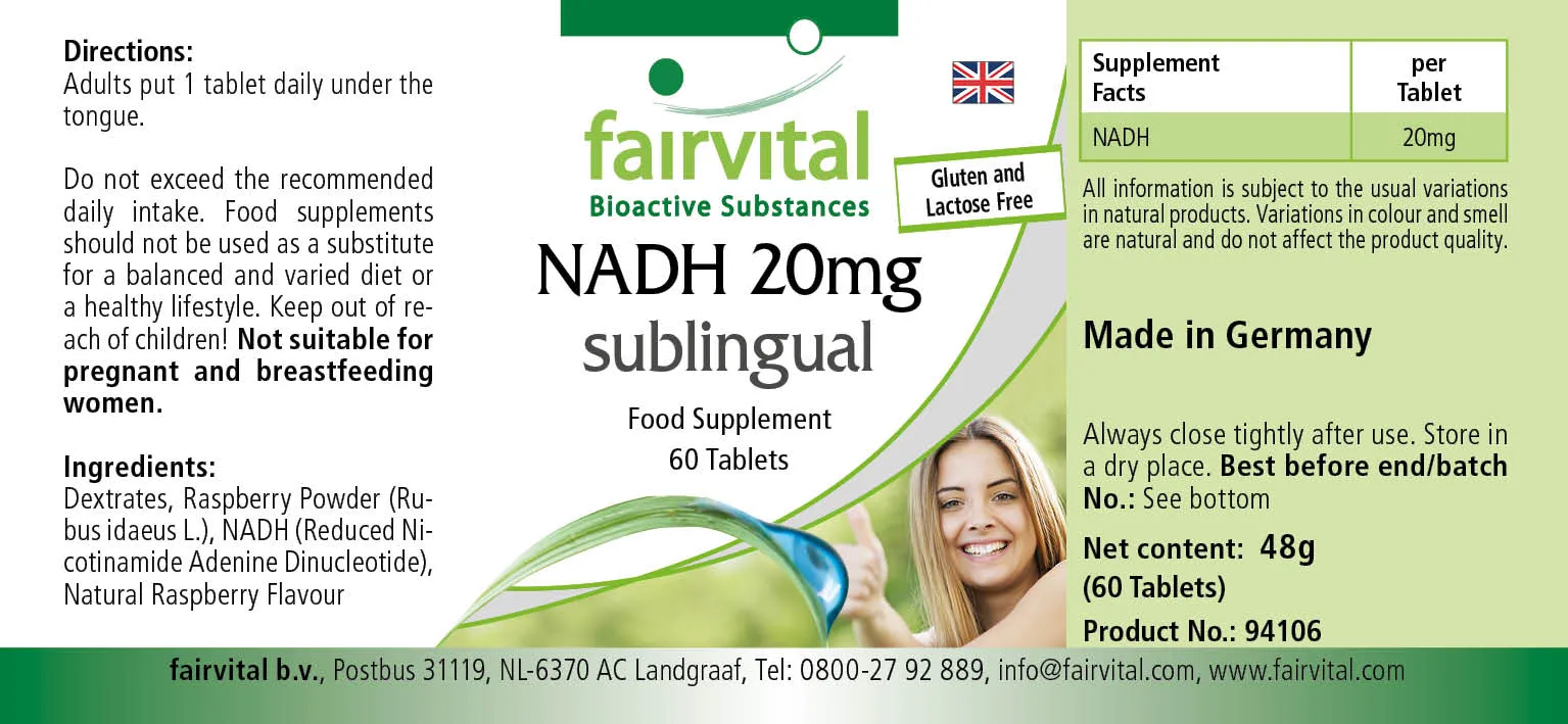 NADH 20mg sublingual-60 Tabletten zum Lutschen-Vegan | Fairvital