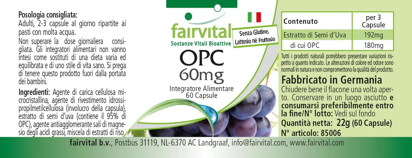 OPC 60mg - 60 Kapseln - oligomere Proanthocyanidine - Hochdosiert und Vegan | Fairvital
