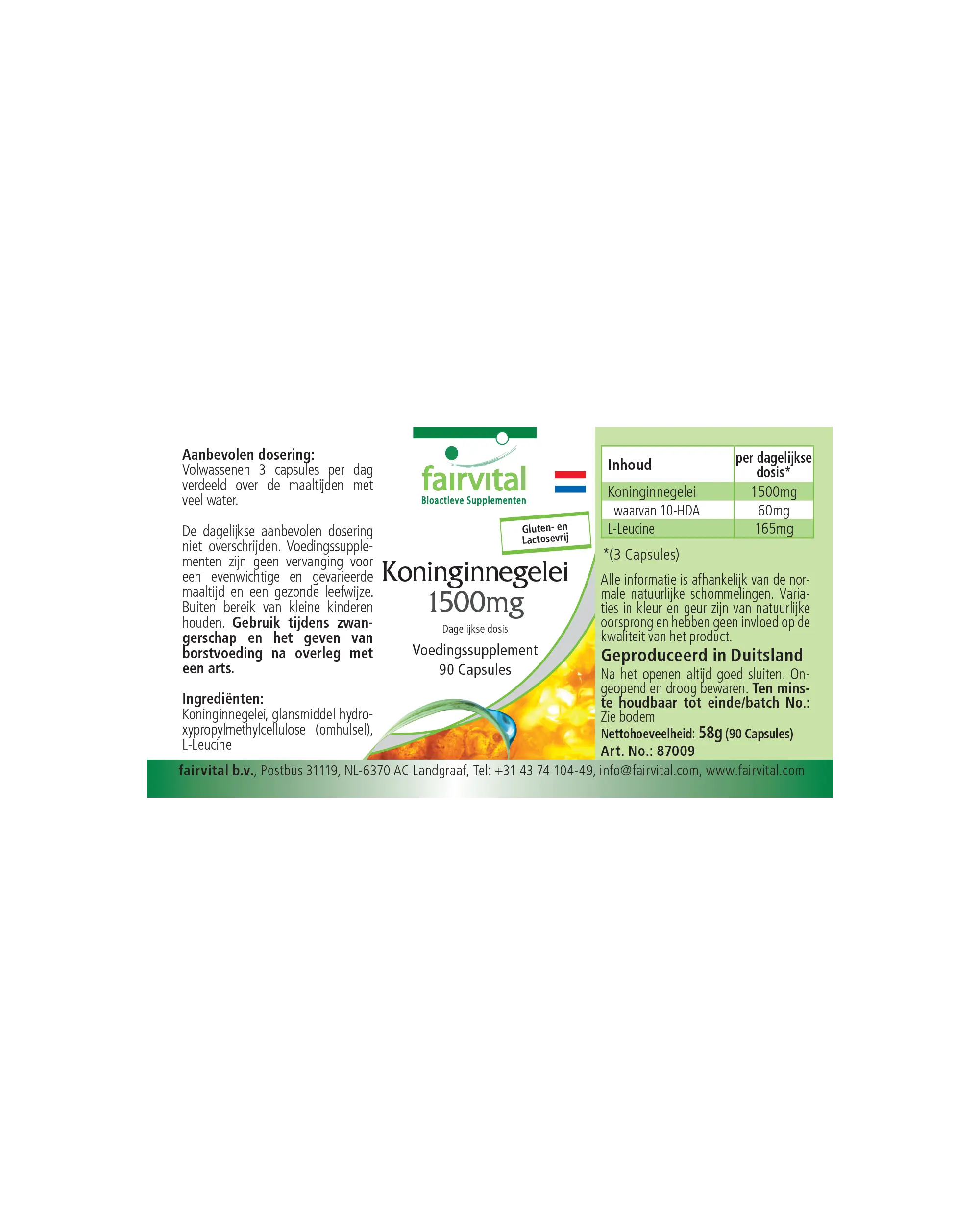 Gelee Royale 1500mg pro Tagesverzehr - 90 Kapseln - standardisiert auf 4% 10-HDA - Hochdosiert | Fairvital