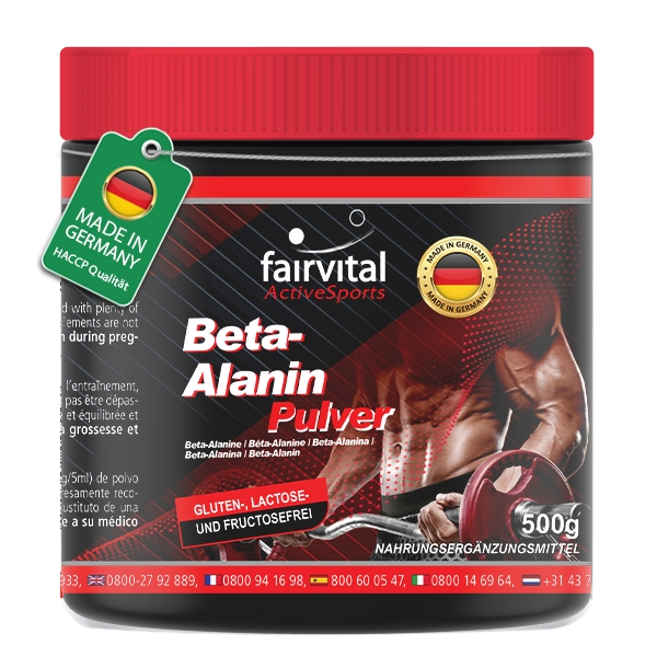 Beta-Alanin 100% - 500g Pulver - Inklusive Dosierlöffel - Hochdosiert und Vegan | Fairvital