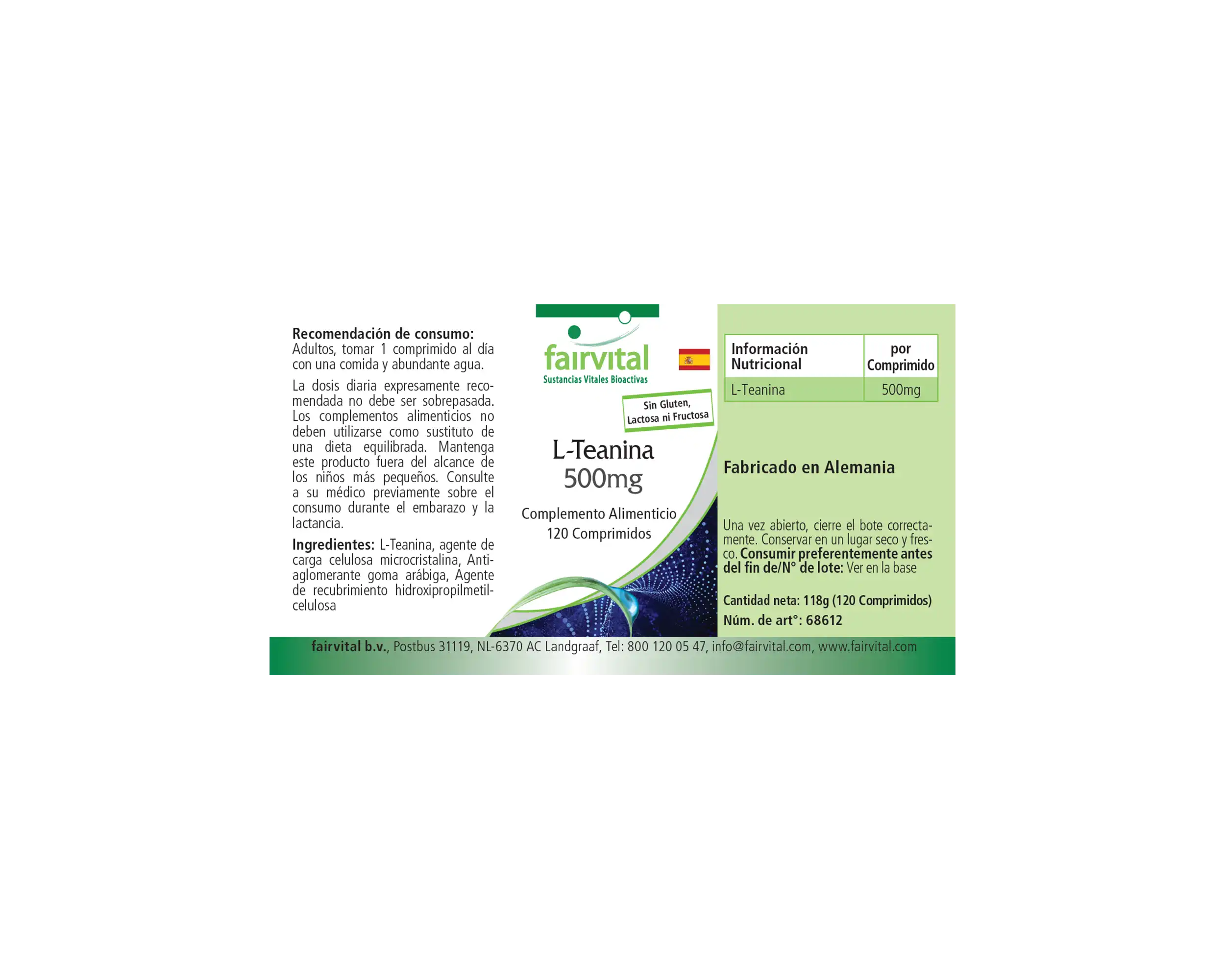 L-Theanin 500mg - 120 Tabletten - Aminosäure - Hochdosiert und Vegan | Fairvital