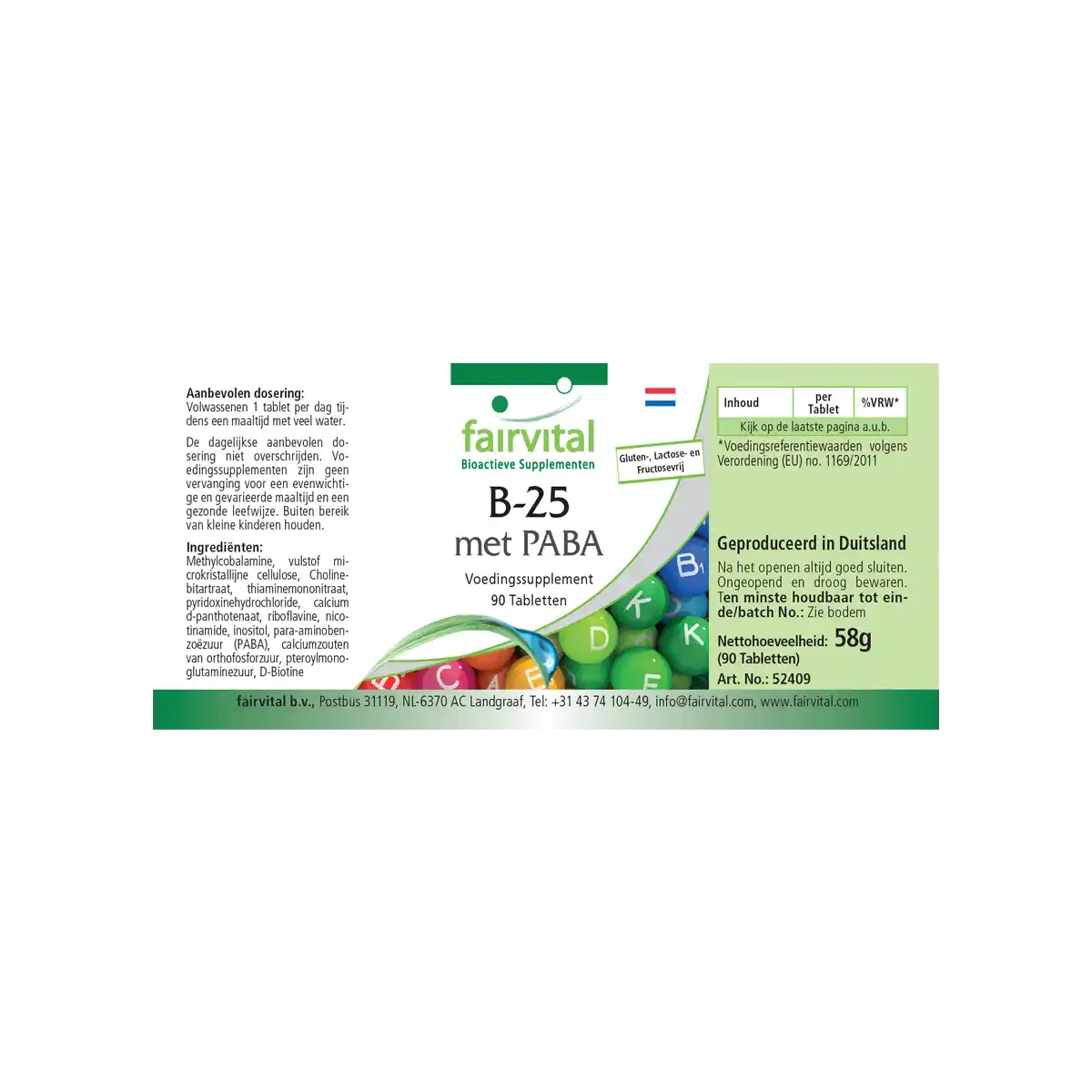 B-25 mit PABA - 90 Tabletten - mit Vitamin B-12, Cholin & mehr - für Leberfunktion, Immunsystem uvm. - Vegan | Fairvital