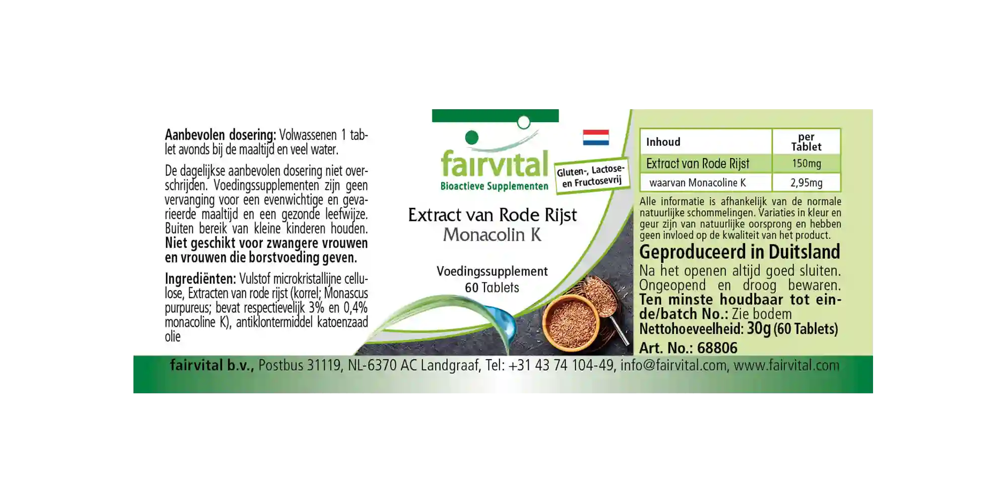 Roter Reis Extrakt mit 2,95 mg Monacolin K - 60 Tabletten - Vegan | Fairvital