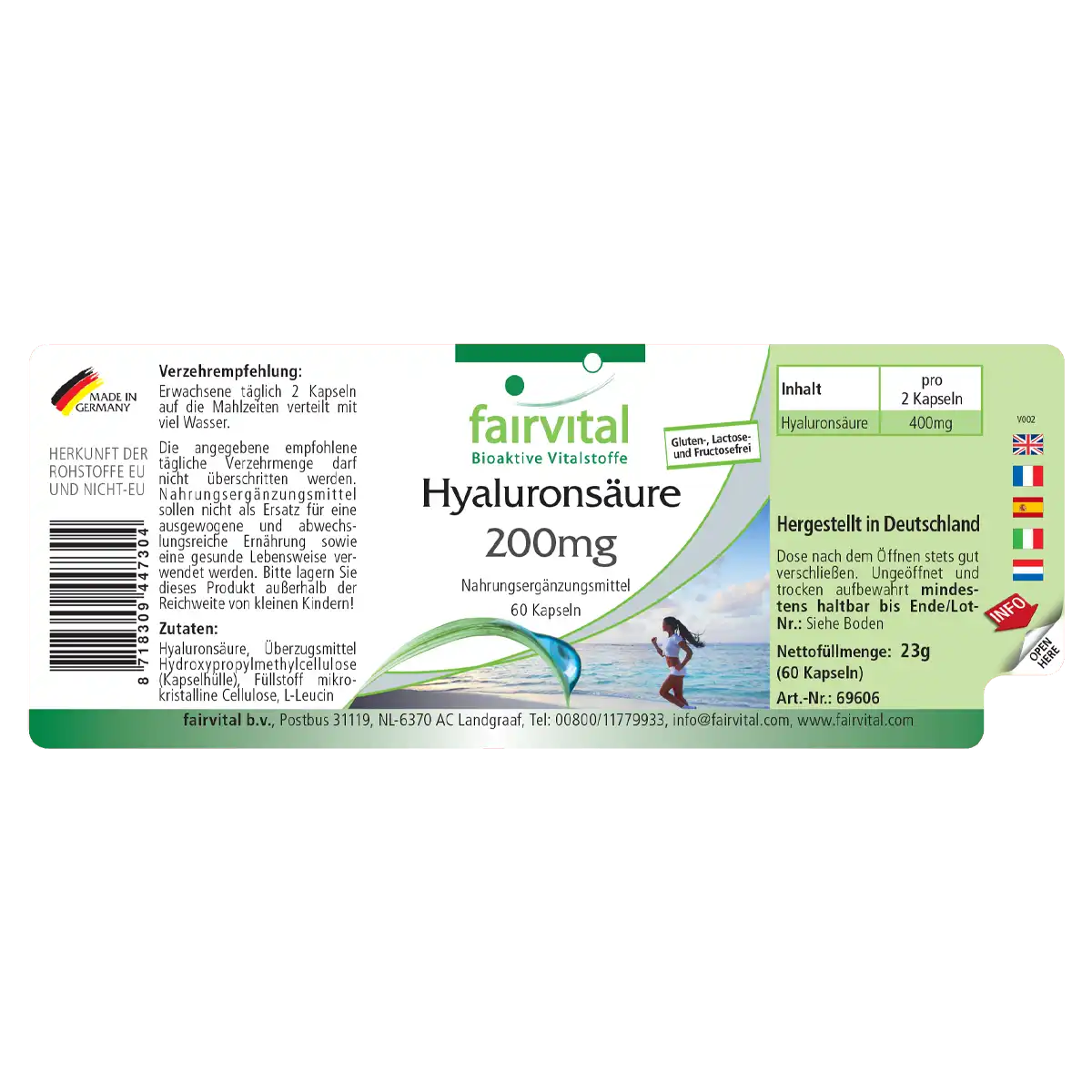 Hyaluronsäure 200mg - 60 Kapseln - Vegan | Fairvital