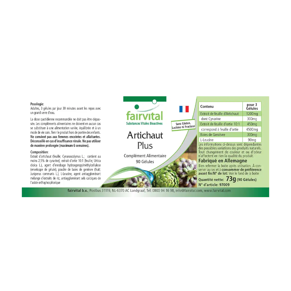Artischocke Plus - mit Artischocke, Brennnessel und Wacholder - 90 Kapseln - Vegan | Fairvital
