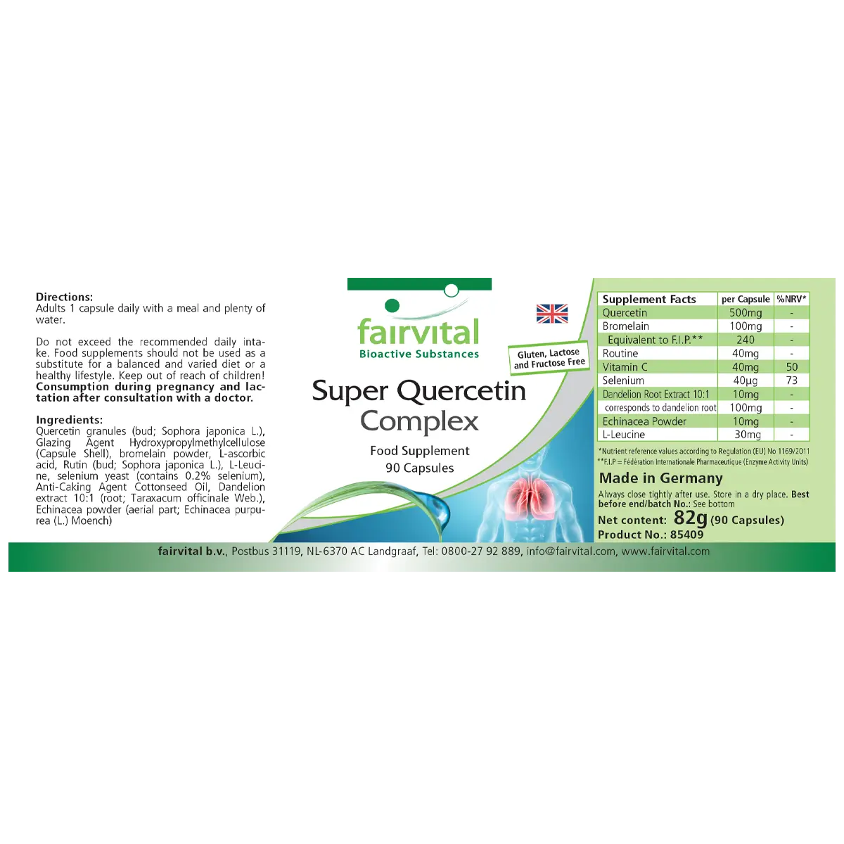 Super Quercetin Komplex - 90 Kapseln - mit Selen, Vitamin C uvm. - für Immunsystem, Schilddrüse uvm. | Fairvital