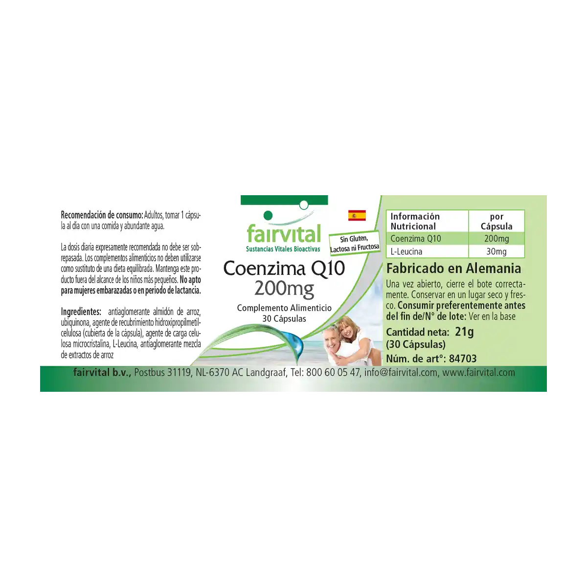 Co-Enzym Q10 200mg - 30 Kapseln - CoQ10 Ubiquinon Kapseln - Hochdosiert und Vegan | Fairvital