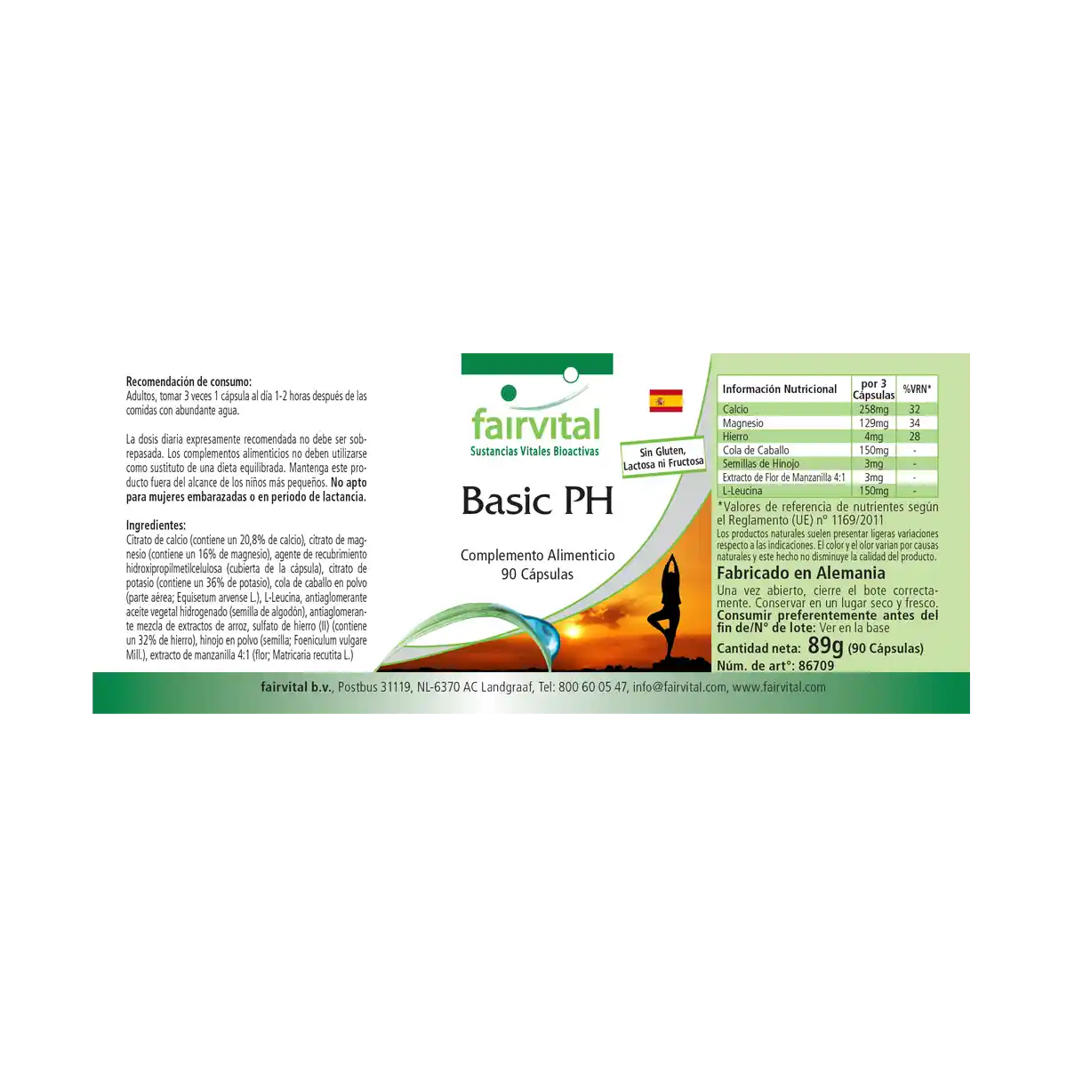 Basic PH - Basen-Kapseln - 90 Kapseln - mit Calcium, Magnesium uvm. - für Knochen, Muskeln uvm. | Fairvital