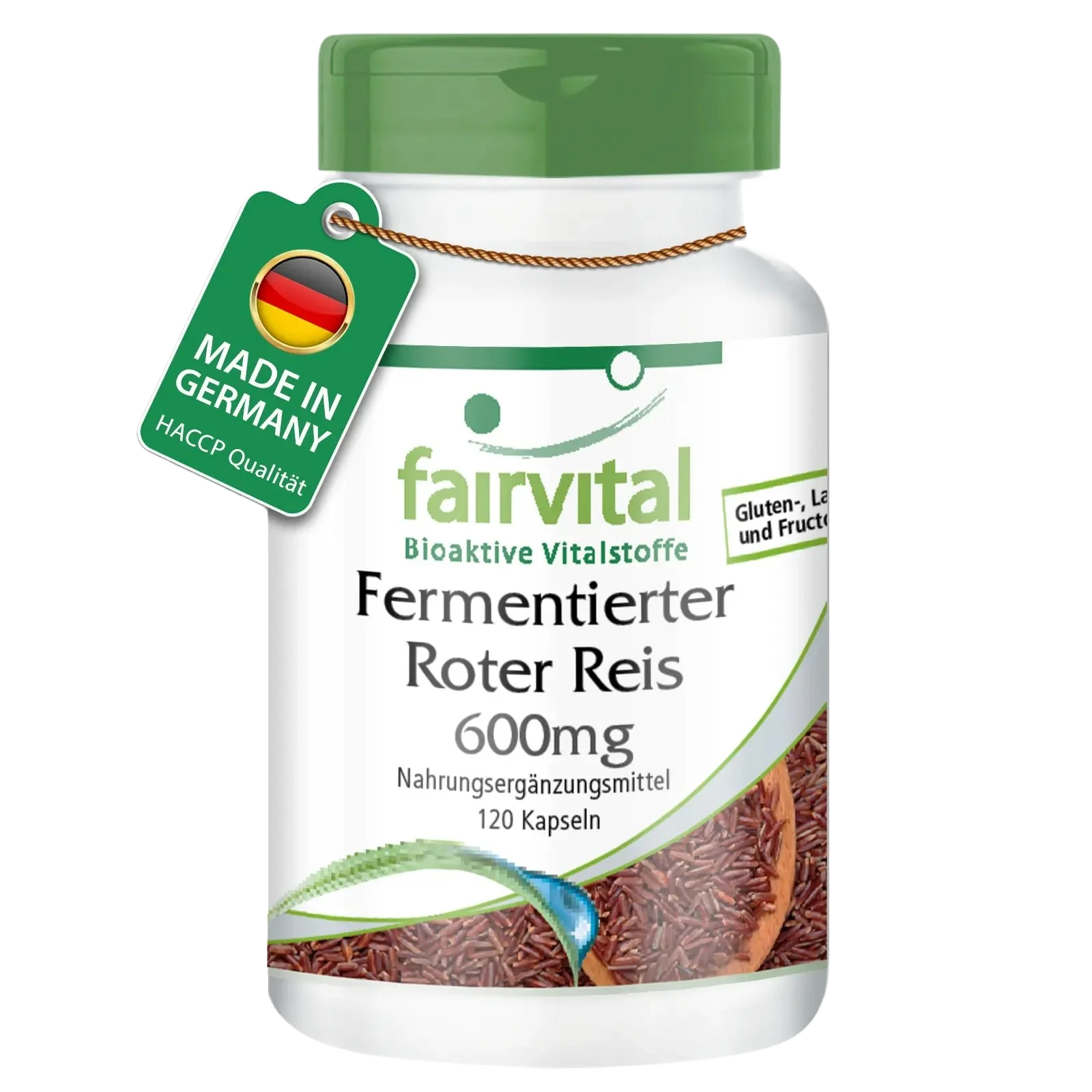 Fermentierter Roter Reis 600mg - 120 Kapseln - Monascus purpureus - mit Monacolin K - Vegan | Fairvital