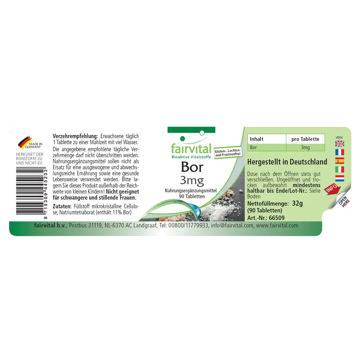 Bor 3mg - 90 Tabletten - Spurenelement aus Natriumtetraborat - Vegan | Fairvital