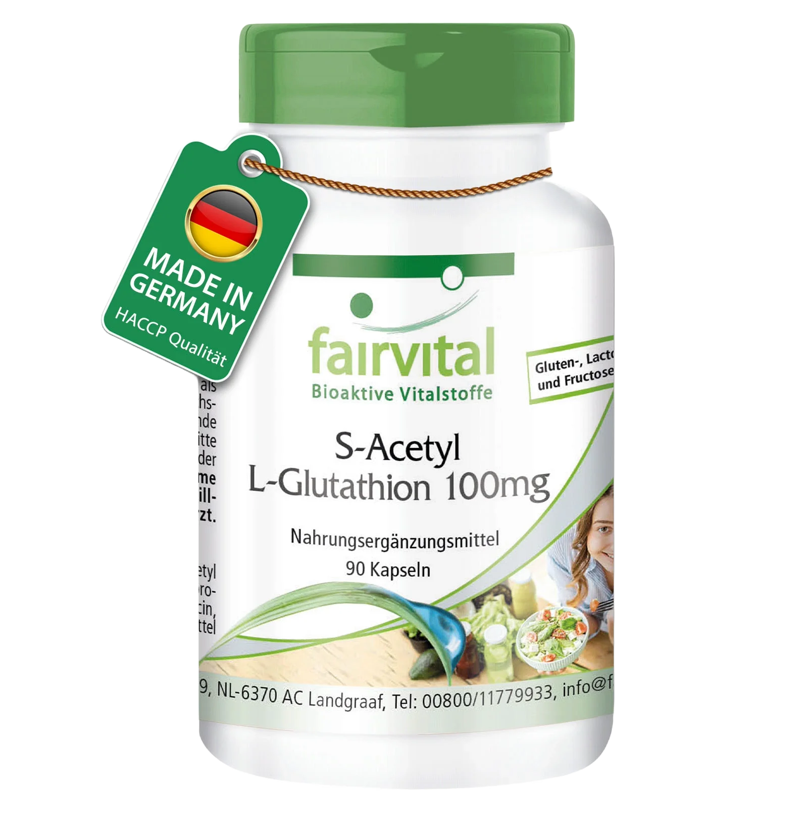 S-Acetyl L-Glutathion 100mg - 90 Kapseln - hohe Bioverfügbarkeit - Vegan | Fairvital