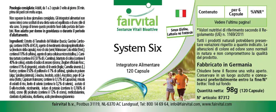 System Six - 120 Kapseln - mit Vitamin C, Jod, Selen uvm. - für Immunsystem, Nervensystem uvm. - Vegan | Fairvital