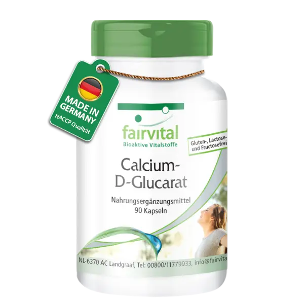 Calcium-D-Glucarat - 90 Kapseln - für Knochen, Zähne und Muskeln - Hochdosiert | Fairvital