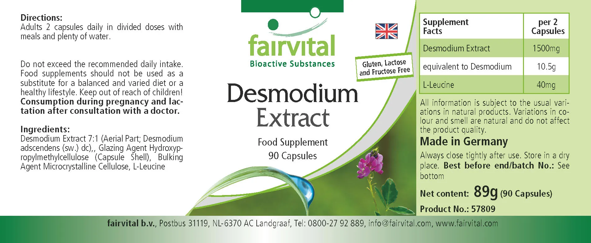 Desmodium Extrakt - 90 Kapseln - 7-fach konzentriert - Hochdosiert und Vegan | Fairvital