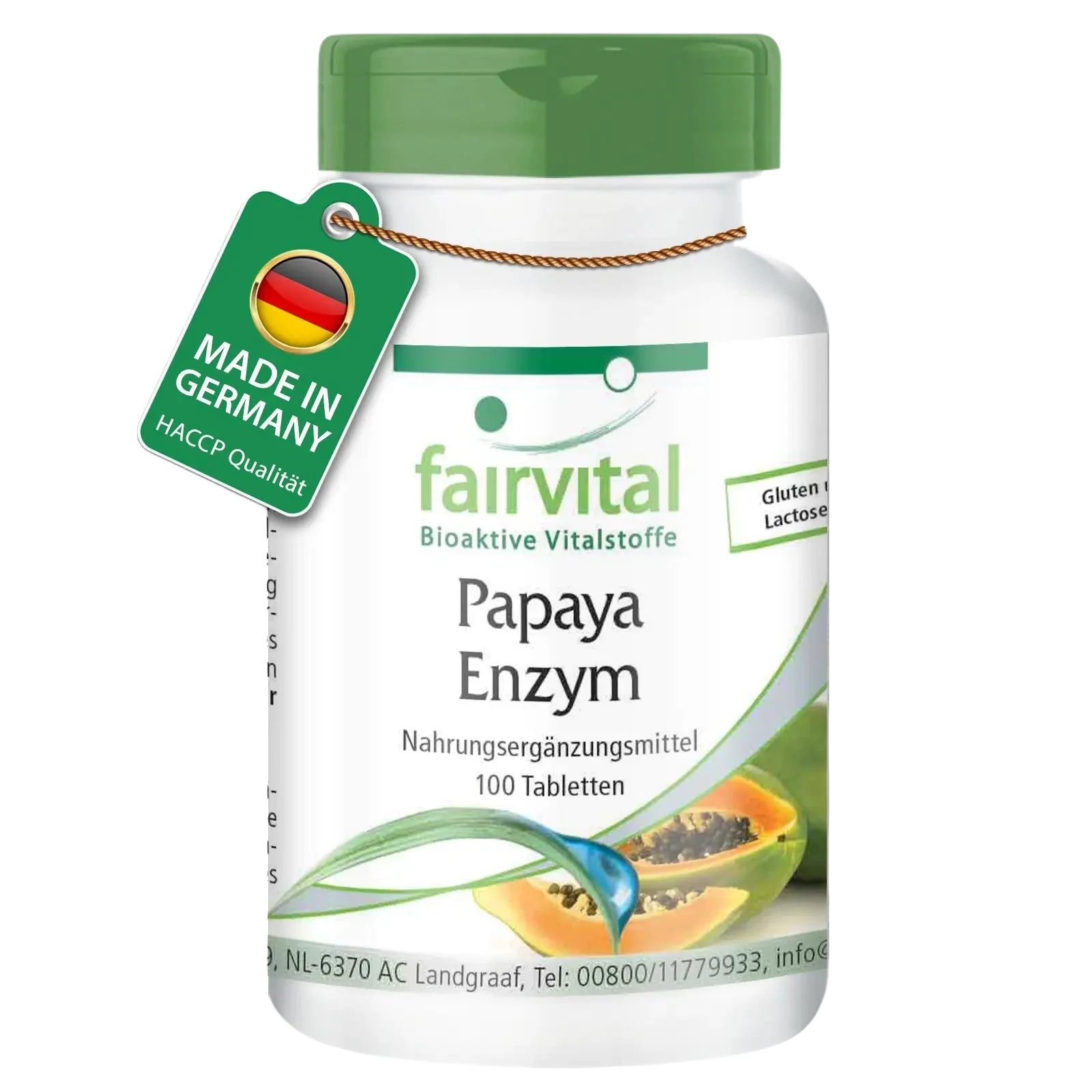 Papaya Enzym - 100 Tabletten - mit Papain, Amylase und Protease - Hochdosiert und Vegan | Fairvital