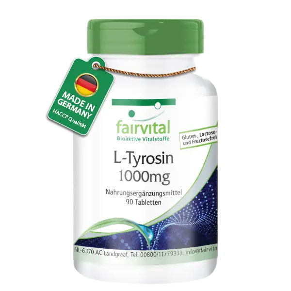 L-Tyrosin 1000mg - 90 Tabletten - Hochdosiert und Vegan | Fairvital