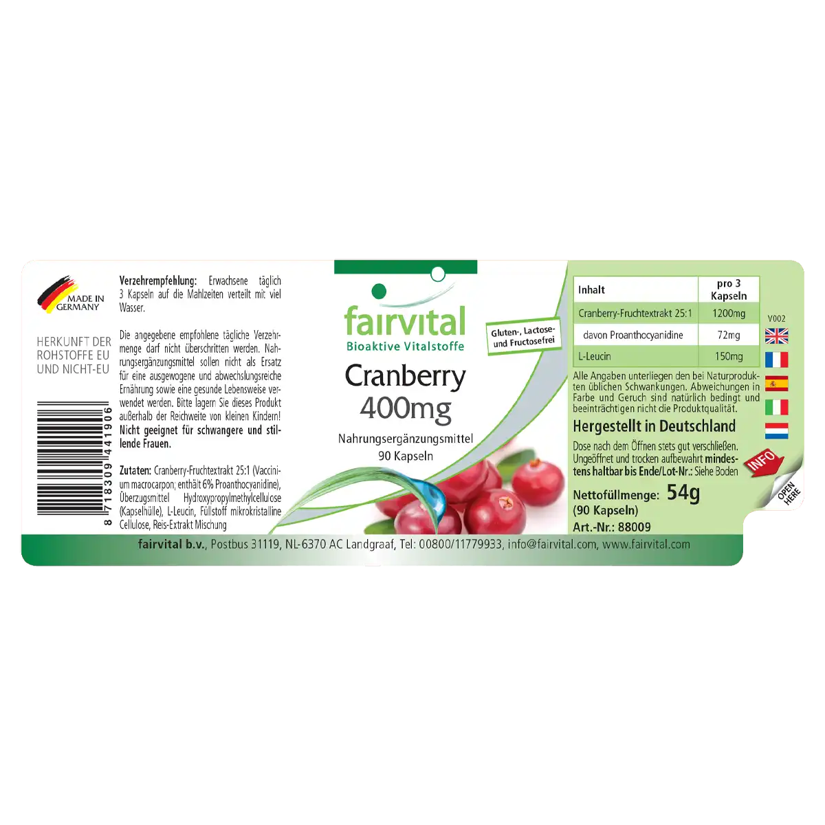 Cranberry 400mg - 90 Kapseln - Hochdosiert und Vegan | Fairvital