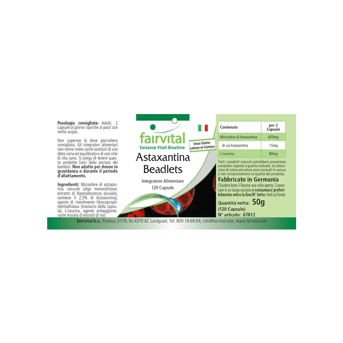 Astaxanthin Beadlets mikroverkapselt - 120 Kapseln - Hochdosiert und Vegan | Fairvital