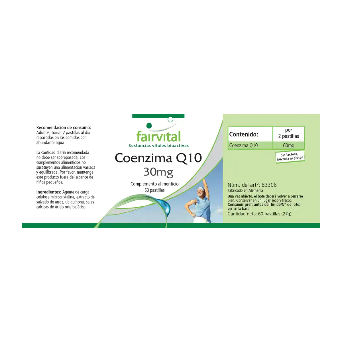 Co-Enzym Q10 30mg  - 60 Tabletten - CoQ10 Ubiquinon Kapseln - Hochdosiert und Vegan | Fairvital