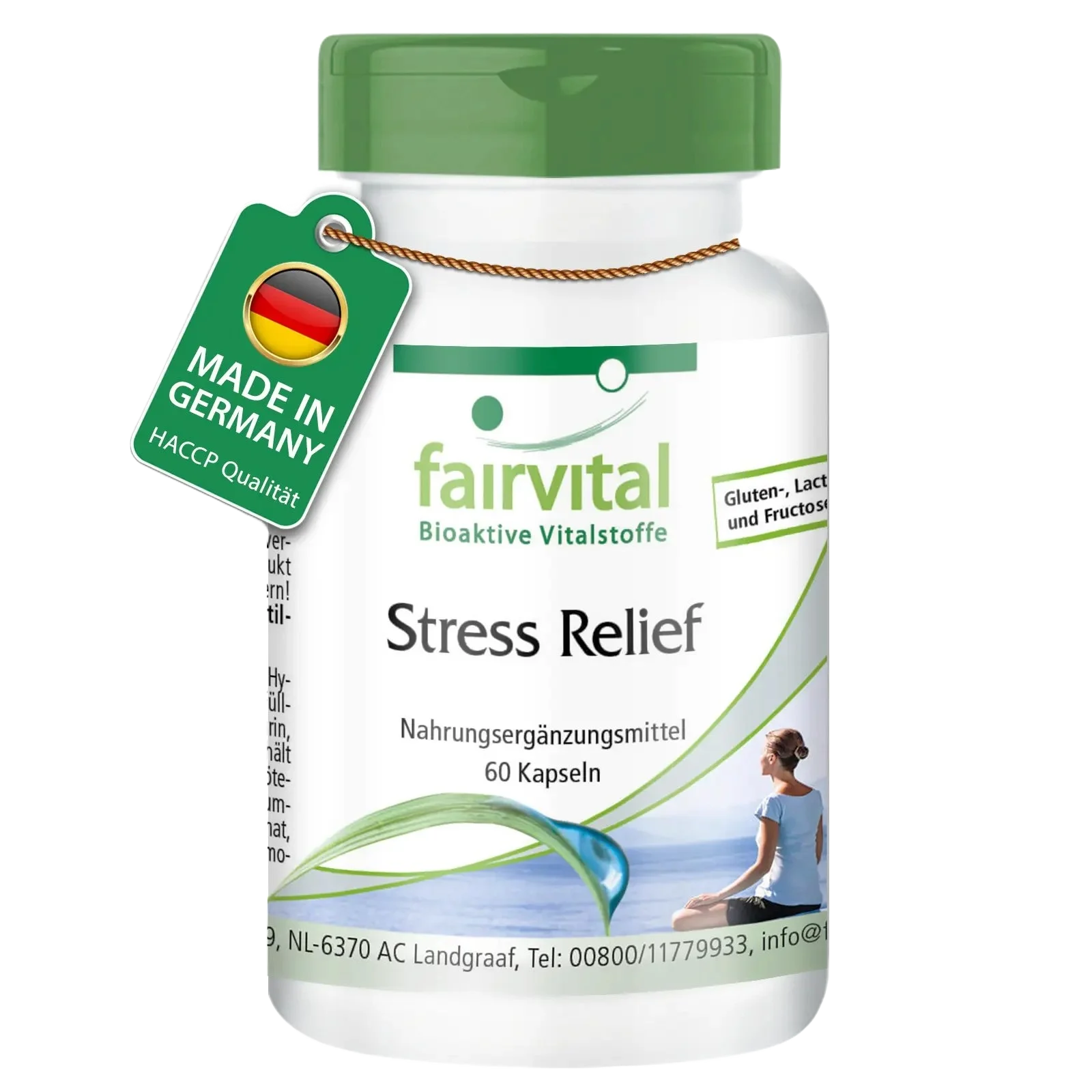 Stress Relief -  60 Kapseln - mit B-Vitaminen, Vitamin C, Zink uvm. - für Nervensystem, Zellschutz uvm. | Fairvital