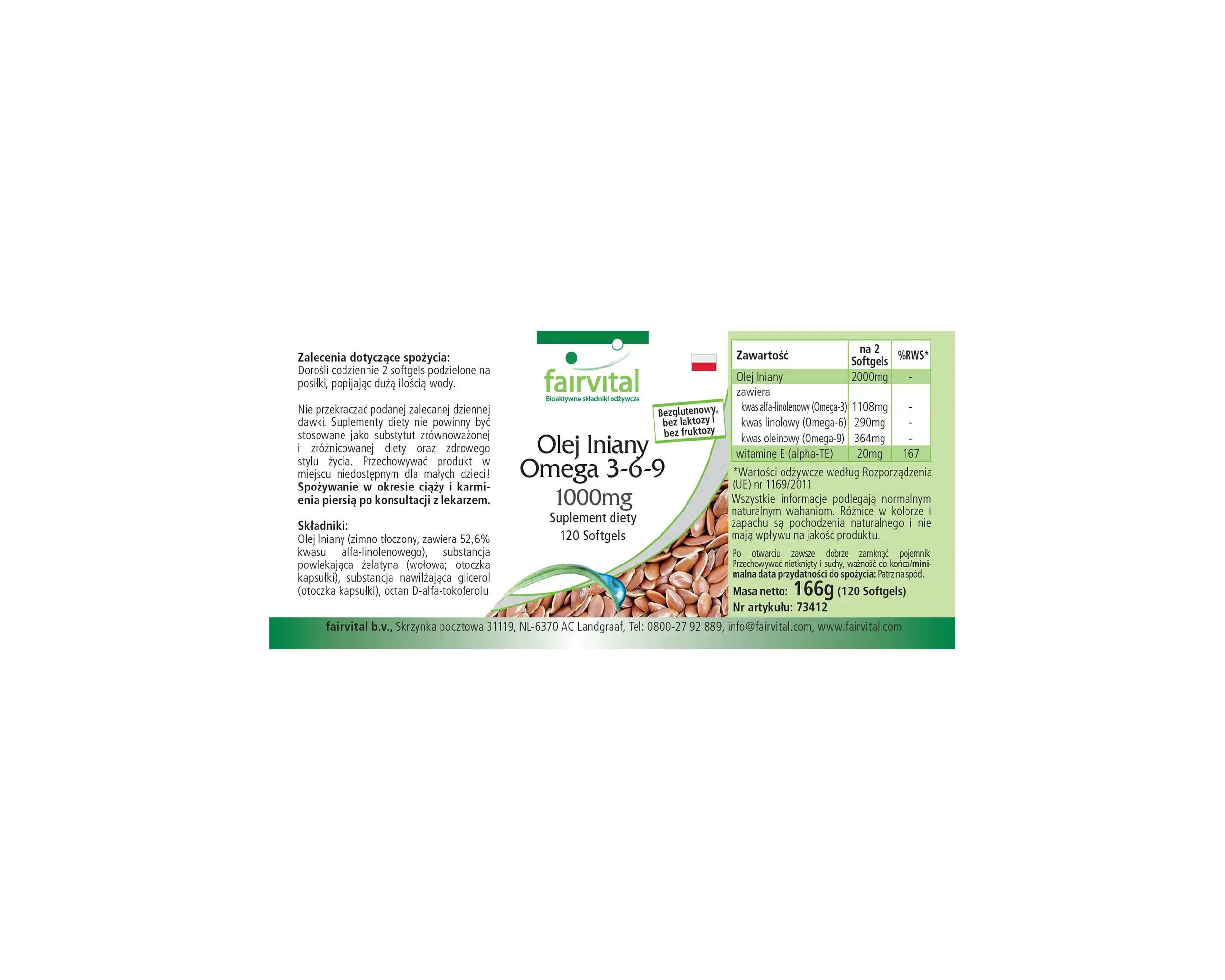 Flachsöl Leinöl Omega 3-6-9 - mit Vitamin E - 120 Softgels - für Zellschutz vor oxidativem Stress - Hochdosiert | Fairvital