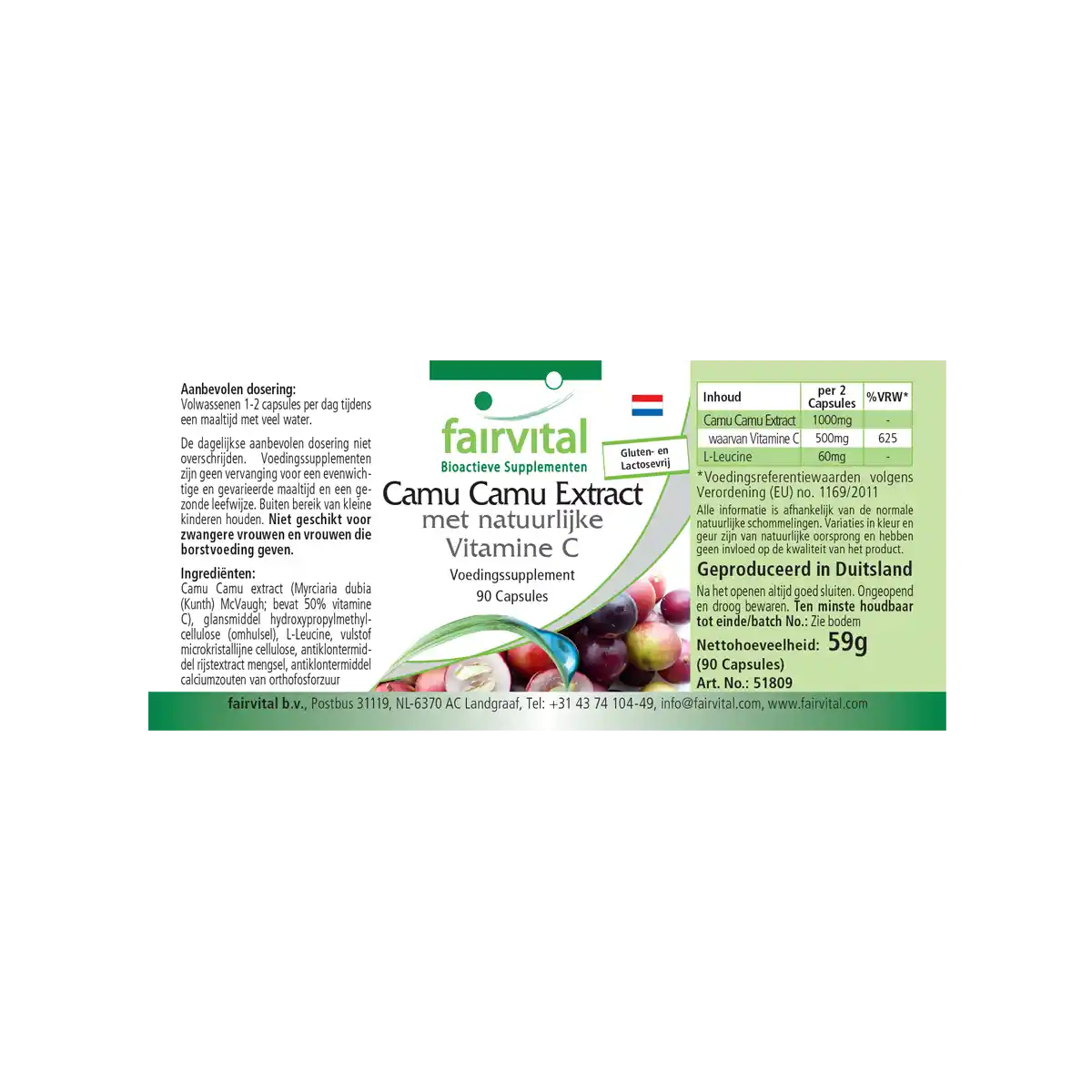Camu Camu Extrakt mit natürlichem Vitamin C - 90 Kapseln - für Immunsystem, Kollagenbildung uvm. - Vegan | Fairvital