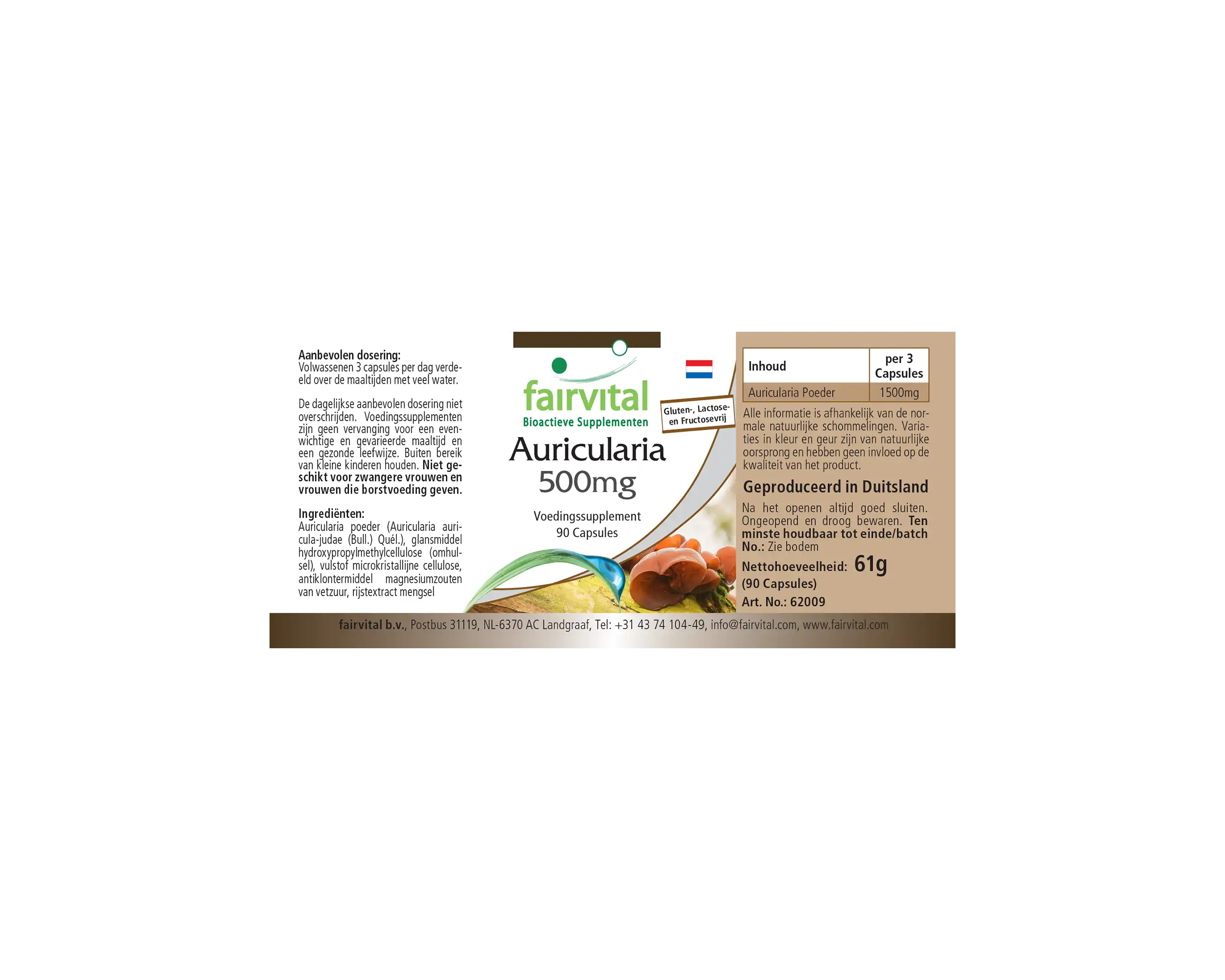 Auricularia 500mg - 90 Kapseln - Hochdosiert und vegan | Fairvital