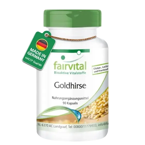 Goldhirse - 90 Kapseln - Haar-Vitamine - mit Pantothensäure (Vitamin B5) - für Energiestoffwechsel uvm. | Fairvital