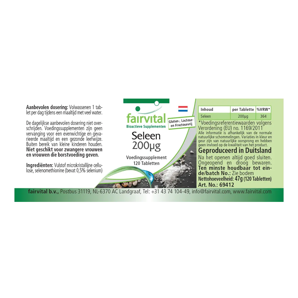 Selen 200µg aus Selenomethionin - 120 Tabletten - für Schilddrüse, Haare, Immunsystem - Hochdosiert und Vegan | Fairvital