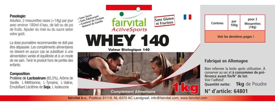 Whey 140 (1kg) Molkenprotein | Fairvital